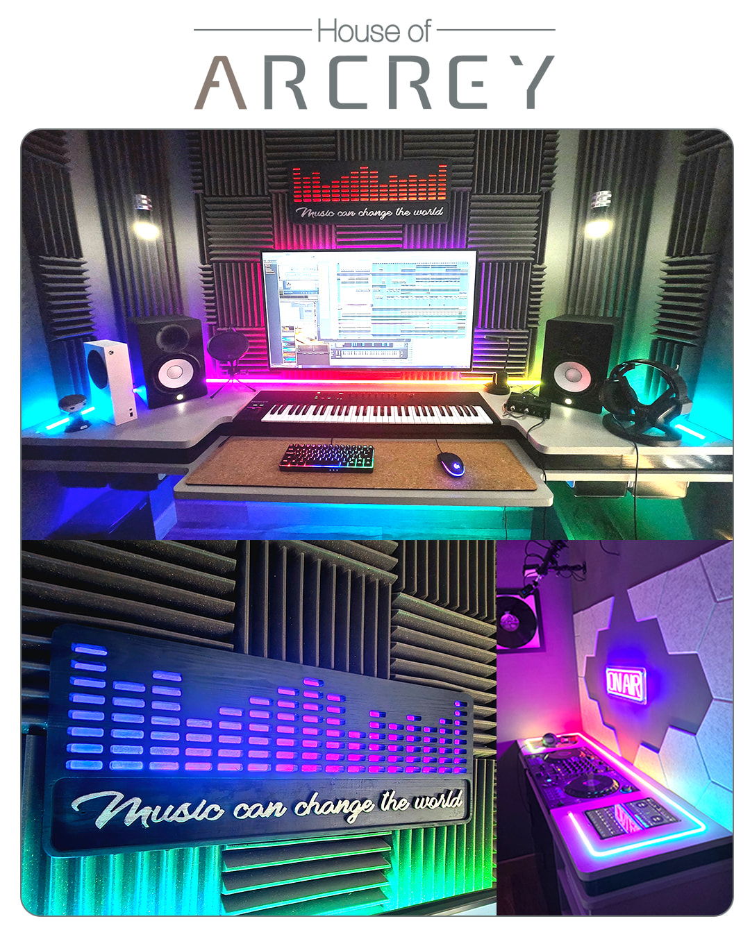 🎶✨ Transforming ideas into sound.
House of Arcrey project: a complete music studio setup featuring custom desks, immersive lighting, and soundproofing — designed to inspire creativity and enhance productivity.
From concept to completion, every detail is crafted to bring out the best in your space.
💡 Ready to elevate your own setup?
See more at 👉 www.houseofarcrey.com
#HouseOfArcrey #StudioDesign #MusicStudio #InteriorDesign #SoundProofing #CreativeSpaces