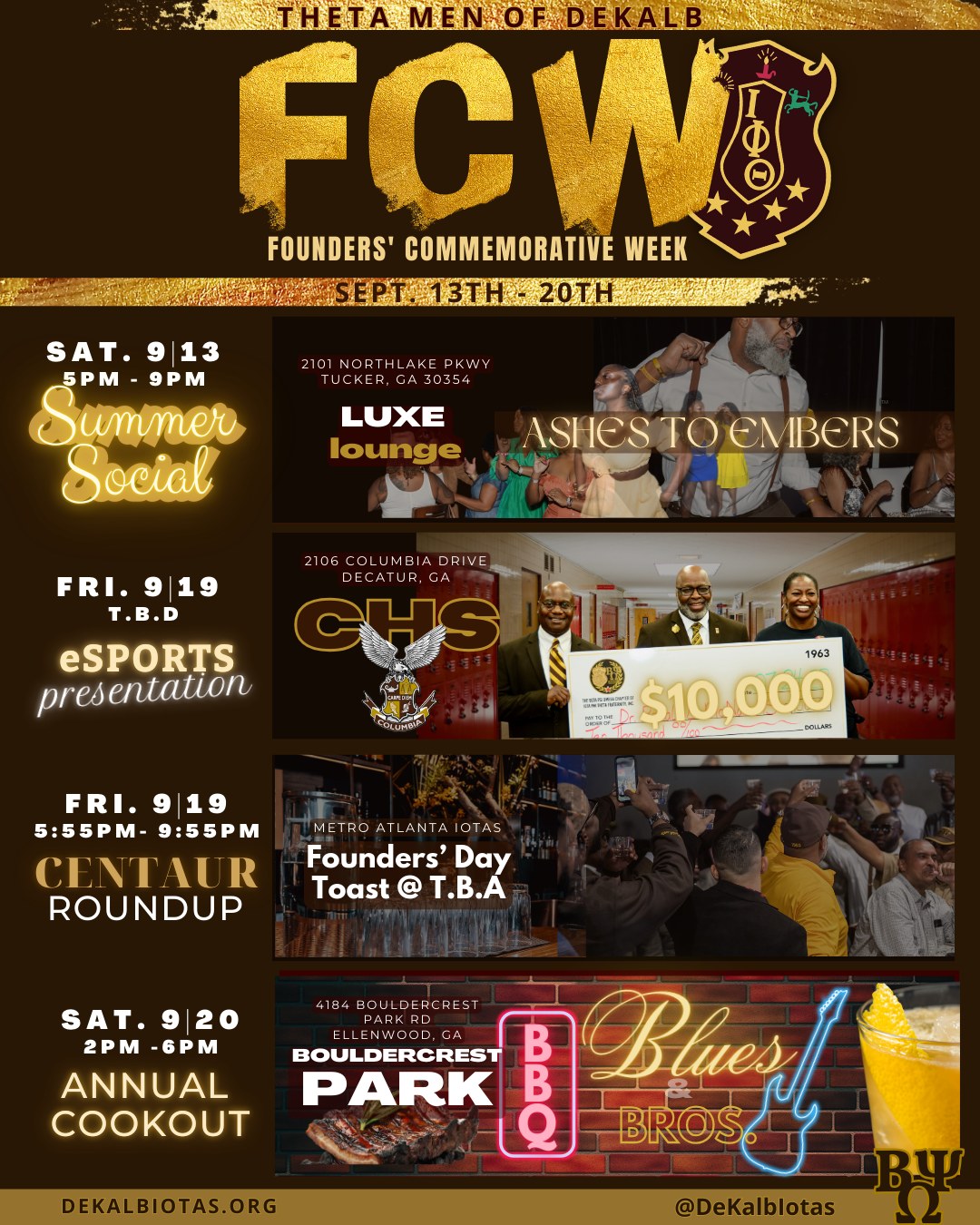 Founders’ Commemorative Week is here! We kick off Sat. 9/13 with our Summer Social at Luxe Lounge. (Ticket link in bio...)
This year we’ll make a $10K donation to a DeKalb County School bringing our total to $30K invested in eSports programs that open doors to careers in tech.
Fellowship, service, and celebration all week long. Don’t miss it!
#DeKalbIotas | #BPOLeadsTheWay | #IPT1963 #FoundersDay #SummerSocial #eSports #bbqbluesandbros