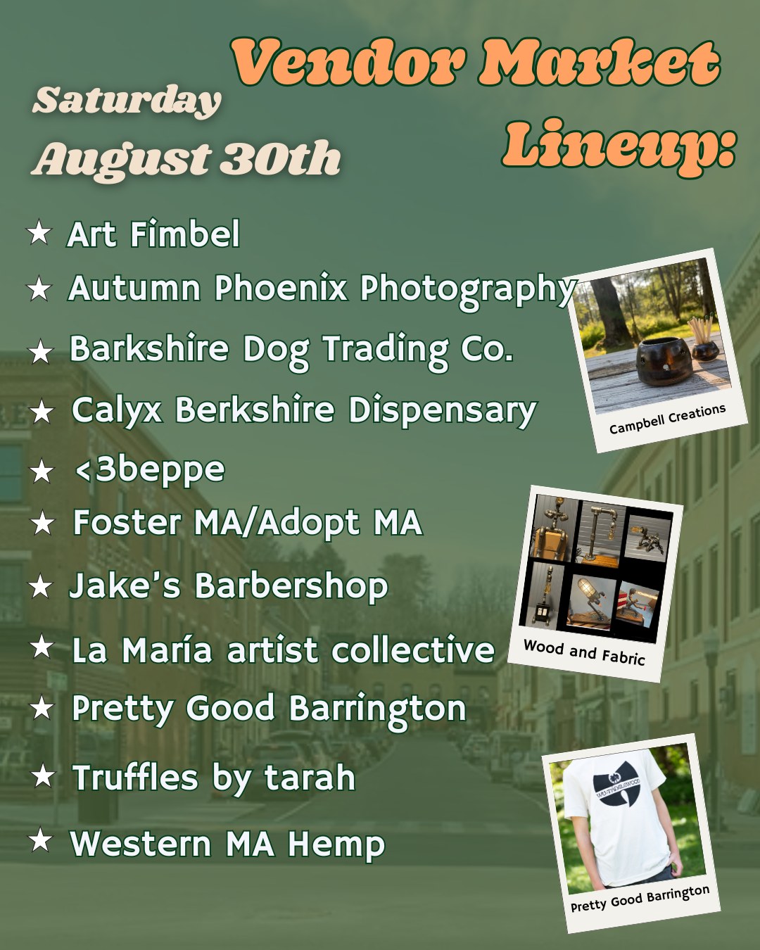 Today is the LAST day of Berkshire Busk! Come check out these amazing vendors before they are gone for the summer! ⭐