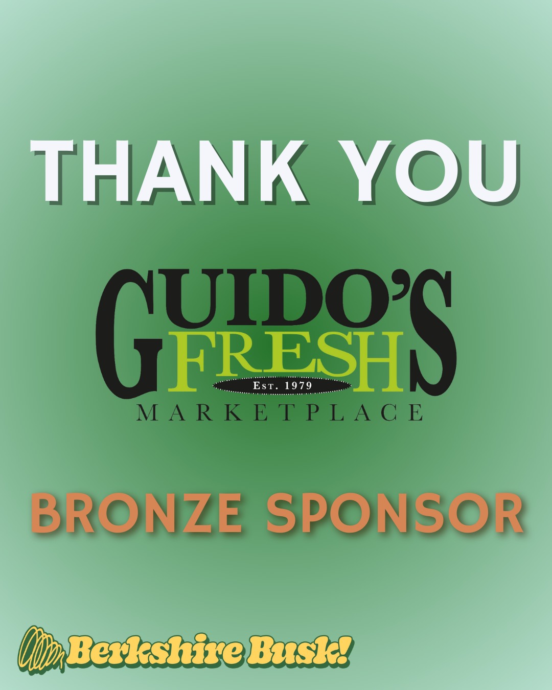 Thank you to our BRONZE sponsor, Guido's Fresh Marketplace!
A family-owned independent grocery store serving the Berkshires since 1979. With the freshest produce, meat and seafood, prepared foods, grocery items, gifts, housewares, and flowers. With a full-service café and juice bar, hot bar, and deli. In Pittsfield & Great Barrington.
⭐ Guido's Fresh Marketplace provides water/snacks for our amazing buskers and we couldn't be more grateful!