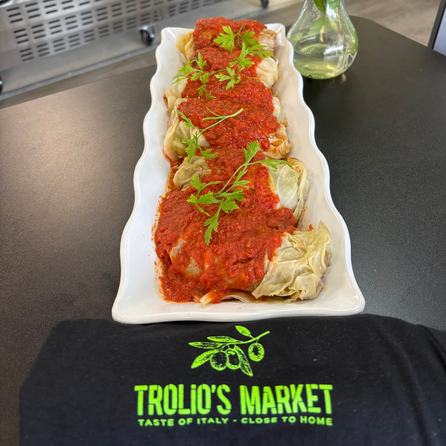 Today's Special -
Stuffed Cabbage - A mix of ground meat, herbs and rice topped with tomato sauce