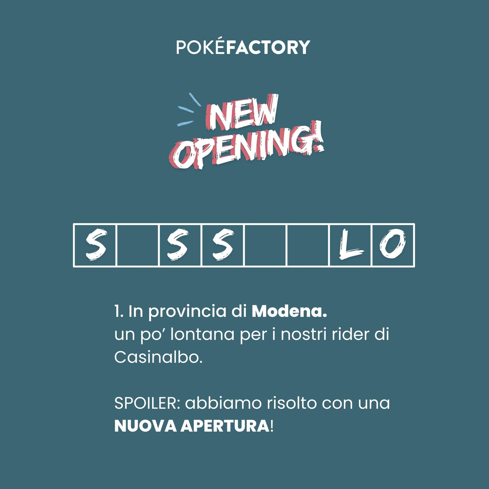 Se non l’hai capita, urge Omega3.
Il salmone ne è ricchissimo. Fatti una bella Large! 🐟
Da oggi ci trovi anche a SASSUOLO in Via Pia, 26, 41049 (MO) 📍
Non vediamo l’ora di vederti 😎
PS. Non farti ingannare dalle dimensioni dello store, ormai lo sai che siamo large in tutto 💥
I nostri orari 👇🏻
Lunedì - giovedì
11.30 - 15.00 / 18:00 - 22:00
Venerdì - Domenica
11.30 - 15.00 / 18:00- 22:30
Oppure ordina in delivery o take-away dalla nostra #APP 📲
#newopening #newstore #pokefactory