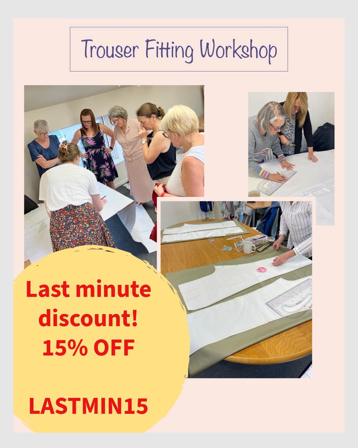 ✨ Trouser Pattern Making Workshop ✨
Want to finally get that perfect trouser fit?
Join me, Katie, for two focused Tuesdays of pattern cutting magic!
📍@stitchmakecreate , Horbury
📅 Monday 8th & Tuesday 9th September 2025
🕤 9:30 AM – 4:00 PM
💷 £115 (15% off, use code - LASTMIN15
(includes all materials + use of sewing machines!)
We'll draft a trouser toile to your personal measurements, perfect for creating your own designs or tweaking those shop-bought patterns.
Sewing machines + calico provided — just bring yourself (and your favourite shears if you like)! ✂️
🎟 Book your spot via my website – payment plans available, just email me at beforeyoustitch@icloud.com
Let’s sew the perfect pair! 🧵
#PatternCutting #SewingWorkshop #TrouserPattern #BeforeYouStitch