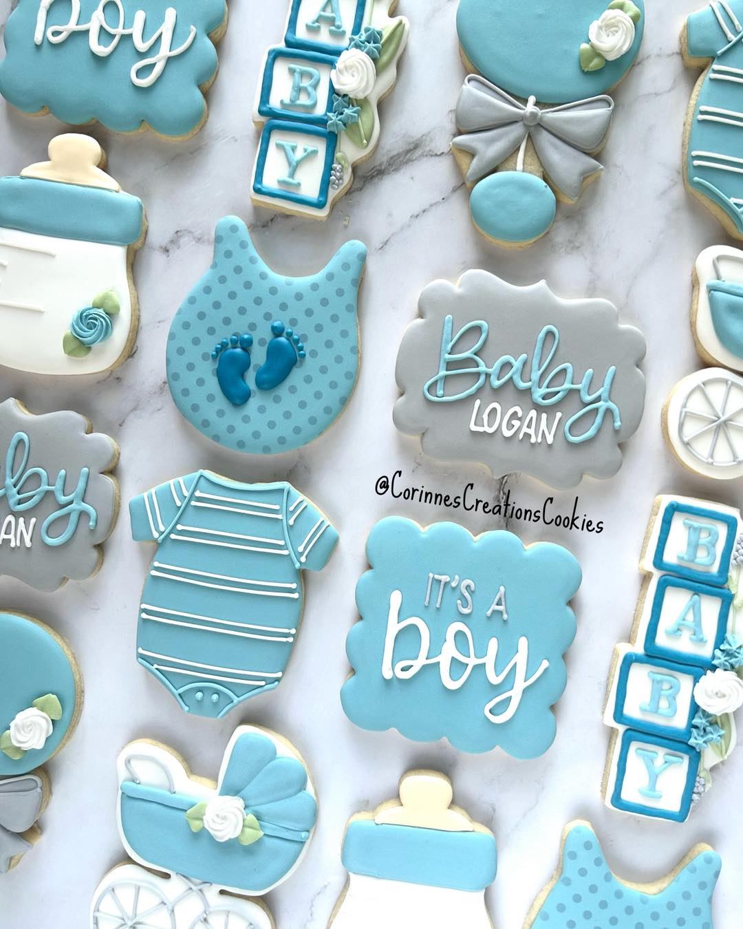 Baby shower sets are probably my favorite cookies to do. I’m still loving these baby block cookies and wish that more clients would request them.
.
.
.
#babyshowercookies #babyshower #sugarcookies #thewoodlandstx #customcookies #baby #babyblocks #bib #bottle #onesie #onesies