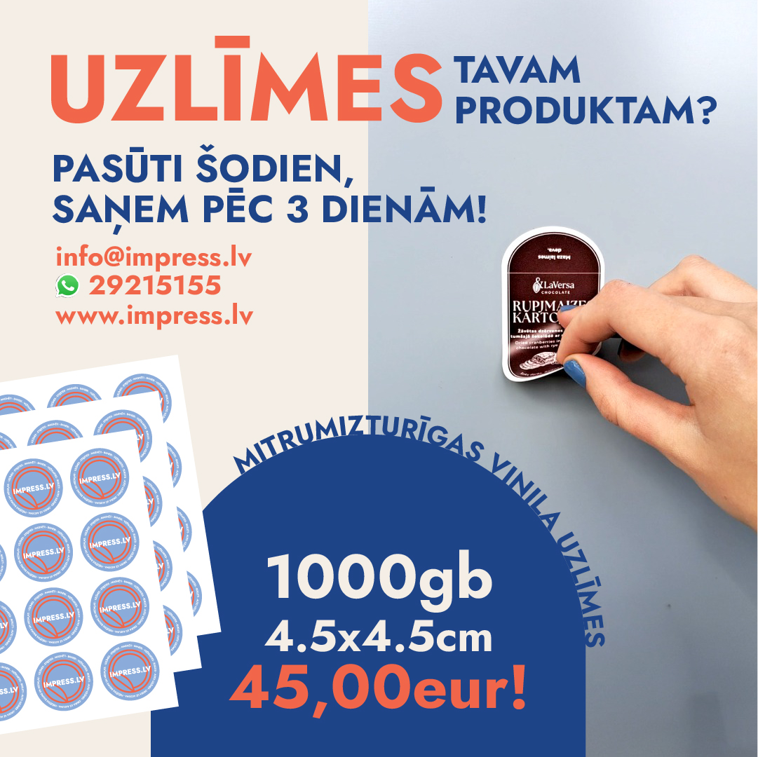 👌 Izcel savu produktu ar mūsu mitrumizturīgajām un košajām uzlīmēm!
❗️www.impress.lv❗️
#dizains #reklāma #impressdruka #atstājiespaiduarimpress #uzlimes #drošībasuzlīmes #lielformatadruka #vizualareklama #uzlīmes #autouzlīmes #druka #uzlīmes #etiķetes #etiketes
