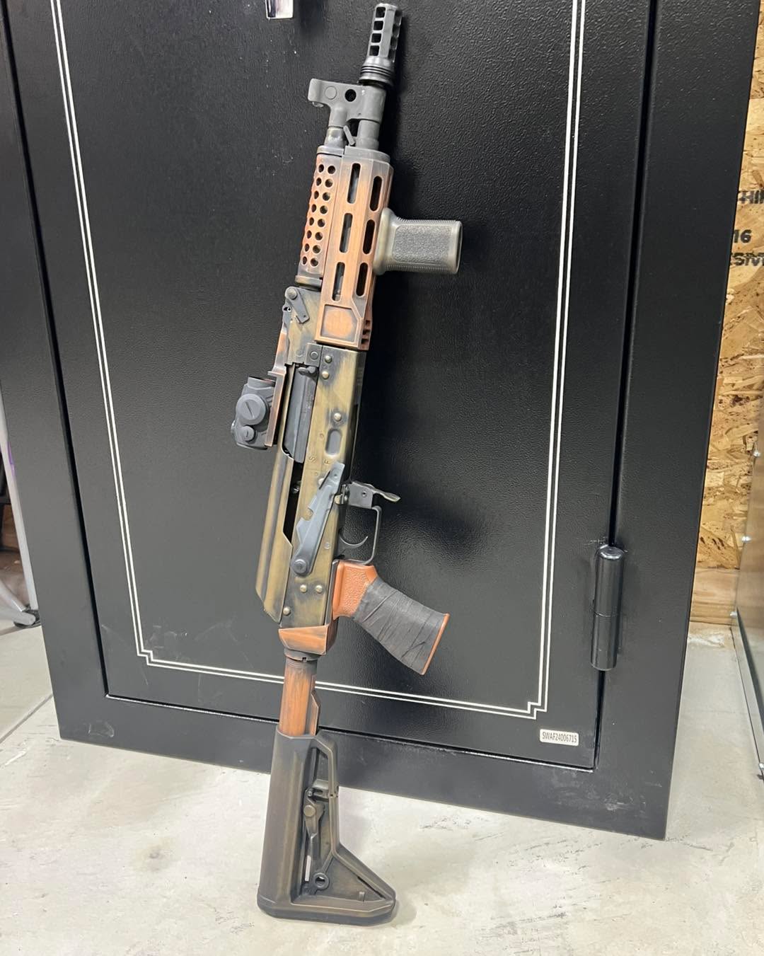 Another awesome Cerakote turn out for our guys Denver Bullets Inc. The Battleworn AK!