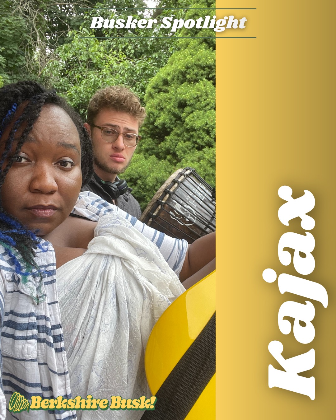 Busker Spotlight:
Kajax!
Kataura and Ajax are glad to be back at the Berkshire Busk for the 3rd summer! Enjoy a mixture of music ranging from acoustic soul, soft rock, oldies, and some originals. The crowd is sure to hear a little something for everyone!
⭐Come see Kajax perform LIVE this SATURDAY at the First Congregational Church, starting at 6:30PM!