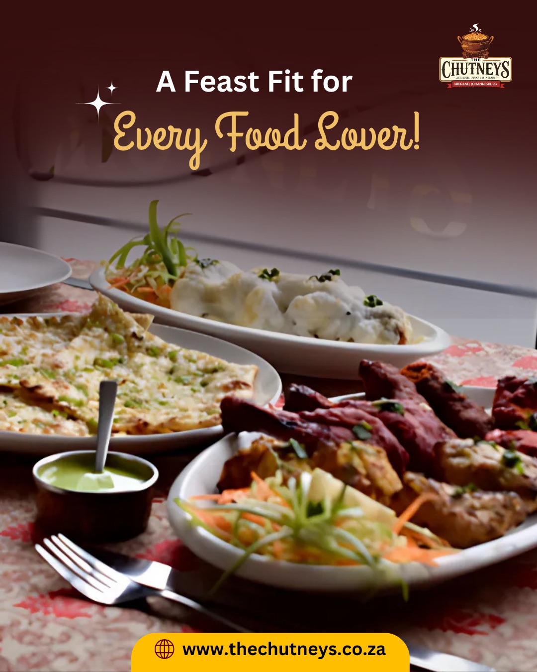 A Feast Fit for Every Food Lover!
From sizzling non-veg platter to creamy Reshmi delights and freshly baked naan, our table is a celebration of authentic flavors! Whether you’re dining with friends, family, or just treating yourself, every dish is crafted to perfection. Come, savor the taste of tradition with a modern touch because great meals are meant to be shared.
Follow us on social media for more info👇
Insta - @thechutneysrestaurant https://www.instagram.com/thechutneysrestaurant...
Fb - https://www.facebook.com/thechutneys
Web - https://www.thechutneys.co.za
#TheChutneys #AuthenticIndianCuisine #TasteOfIndia #FoodLoversParadise #IndianFoodie #FoodiesOfJohannesburg #MidrandEats #ReshmiKebab #Nonvegplatter #naan