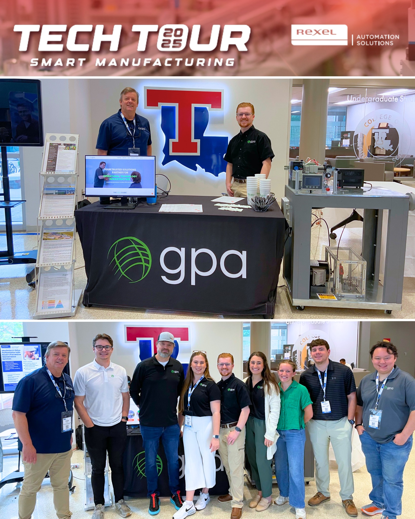 GPA had an incredible experience at the Rexel Tech Tour hosted at Louisiana Tech University College of Engineering!
Our team participated in technical sessions, heard insights from industry experts, and connected with professionals who are excited about industrial plant digitalization and smart manufacturing.
We also featured a Louisiana Tech senior engineering project that GPA proudly sponsored and counseled using Rexel materials. This troubleshooting test station highlights Rockwell Automation and Stratix technologies, including:
✔ Allen-Bradley PowerFlex 525 AC Drive
✔ Allen-Bradley MicroLogix 800 PLC
✔ Allen-Bradley PanelView HMI
✔ Allen-Bradley Stratix 2000 Industrial Ethernet Switch
Thank you to Rexel USA, Inc., Rockwell Automation, and everyone who made this event possible.
Ready to start your digital transformation journey?
Visit www.global-business.net or email us at info@global-business.net.
#IndustrialAutomation #Digitalization #SmartManufacturing #OperationalTechnology #ManufacturingIntelligence #DigitalTransformation #GPA #RexelTechTour #LouisianaTech #RockwellAutomation