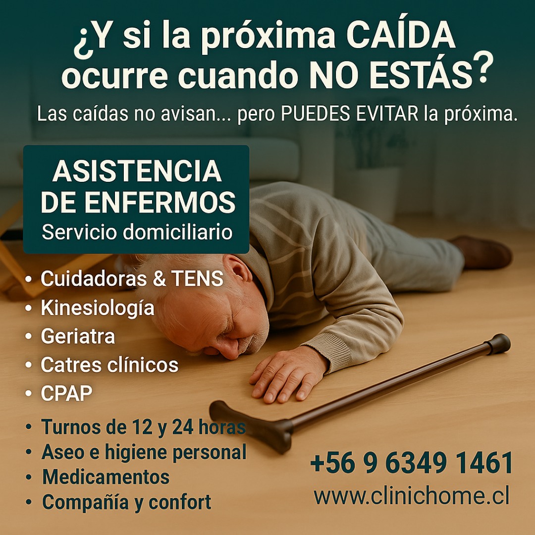 👵🏼Tu familiar merece estar bien cuidado! Incluso cuando no estás❤️
Una caída, una confusión, un olvido... No esperes a que ocurra algo grave para pedir ayuda.
En CLINIC HOME CARE contamos con Cuidadoras & TENS preparadas para ASISTIR de manera segura, humana y profesional a personas mayores, pacientes postrados o dependientes.
🏠 Porque estar en casa no siempre es suficiente. Estar bien acompañado sí lo es 💚
🧑⚕️ Servicios disponibles:
• Cuidadoras & TENS
• Kinesiología
• Geriatra
• Catres clínicos
• CPAP
✅ ¿Qué incluye el servicio de Cuidadoras y TENS?
• Aseo e higiene personal
• Administración de medicamentos orales
• Control de signos vitales
• Cambios de posición y prevención de escaras
• Apoyo en la alimentación
• Acompañamiento en hospital, clínica o domicilio
• Compañía activa y estimulación cognitiva
• Apoyo en movilización dentro del hogar
• Supervisión y alerta ante síntomas o caídas
• Higiene del entorno inmediato del paciente
• Turnos de 12 o 24 horas, de lunes a domingo
Consulta hoy mismo:
📞 +56 9 6349 1461
🌐 www.clinichome.cl
#Cuidadoras #TENS #SaludEnCasa #CuidadoAdultoMayor #Geriatría #Kinesiología #PrevenciónDeCaídas #ClinicHome #CalidadDeVida #Turnos24Horas #CuidadosDomiciliarios
