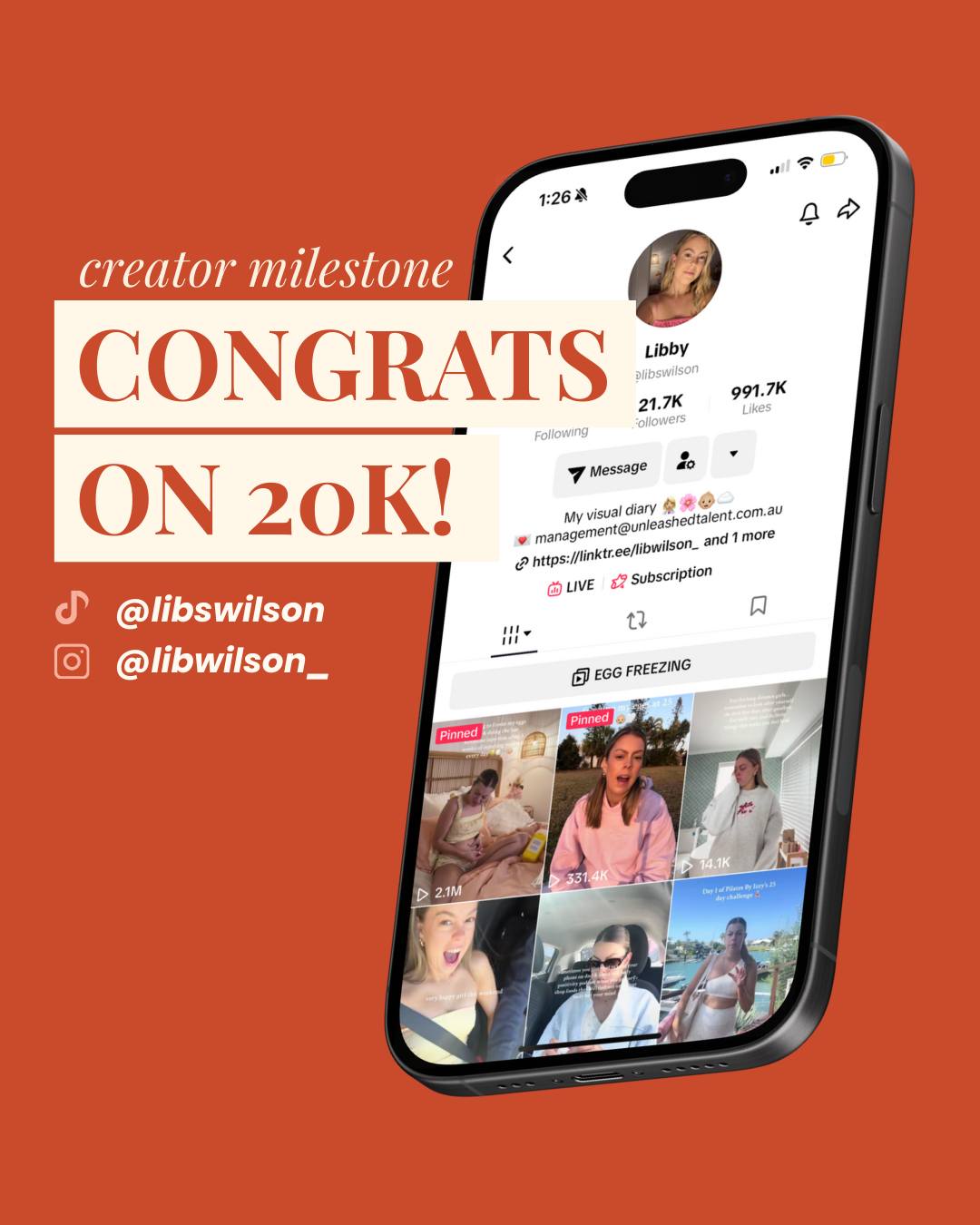 We are beyond proud to celebrate @libwilson_ hitting such a huge milestone, 20k followers! 🎉
Libs pours so much energy into creating content that makes people feel seen, inspired, and entertained, and watching her hard work resonate with so many of you has been nothing short of amazing. 💛
This is just the beginning of an exciting journey and we couldn’t be happier to be along for the ride. Here’s to the next milestone, the next project, and the next 20k!
#AustralianTalentAgency #TalentAgency #InfluencerMarketing #InfluencerAgency