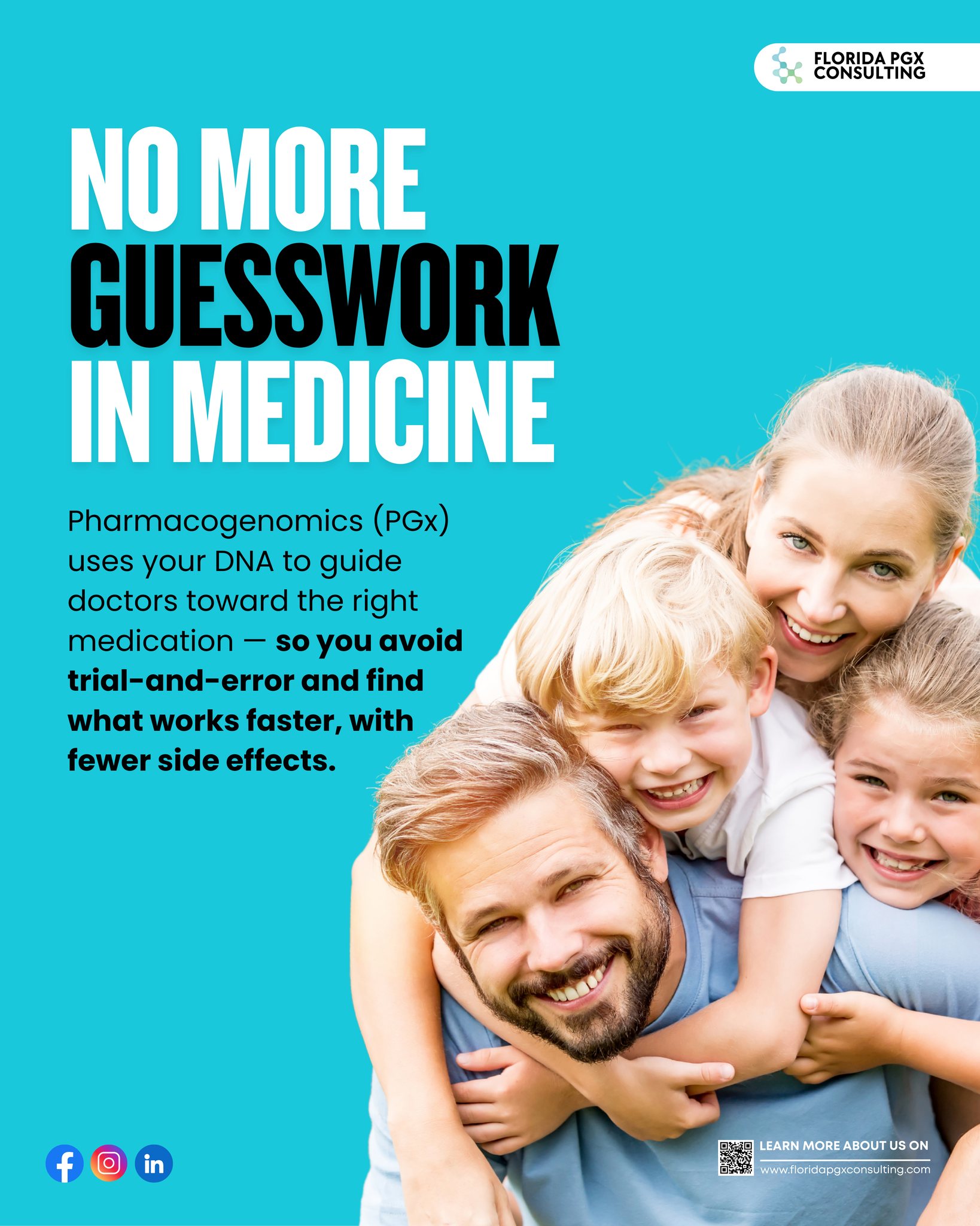 ✨ Every child is unique — and their treatment should be, too.
With Pharmacogenomics (PGx), we can reduce the trial-and-error of prescriptions and find what works best, faster.
💊 Imagine fewer side effects.
💊 Faster relief.
💊 More peace of mind.
👉 Have you (or someone you love) ever experienced trial-and-error with medications?
We’d love to hear your story!
#SmartMedicine #PrecisionHealth #GeneticTesting