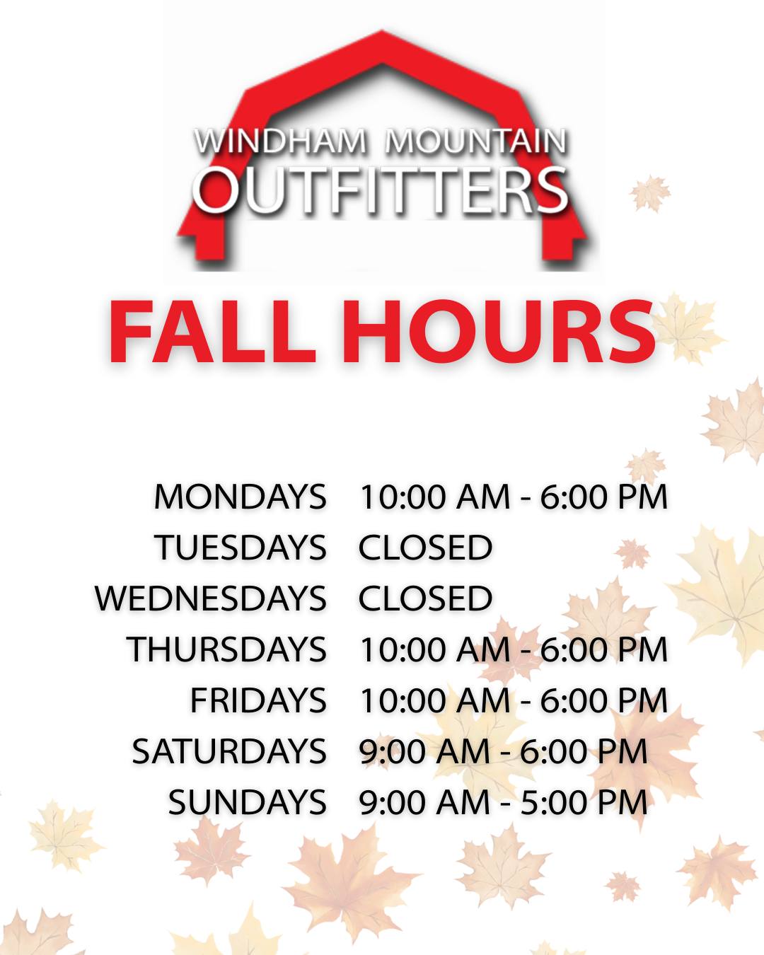 September already?! We can't believe it either.
Just a little adjustment to our hours, as we always do, come Fall.