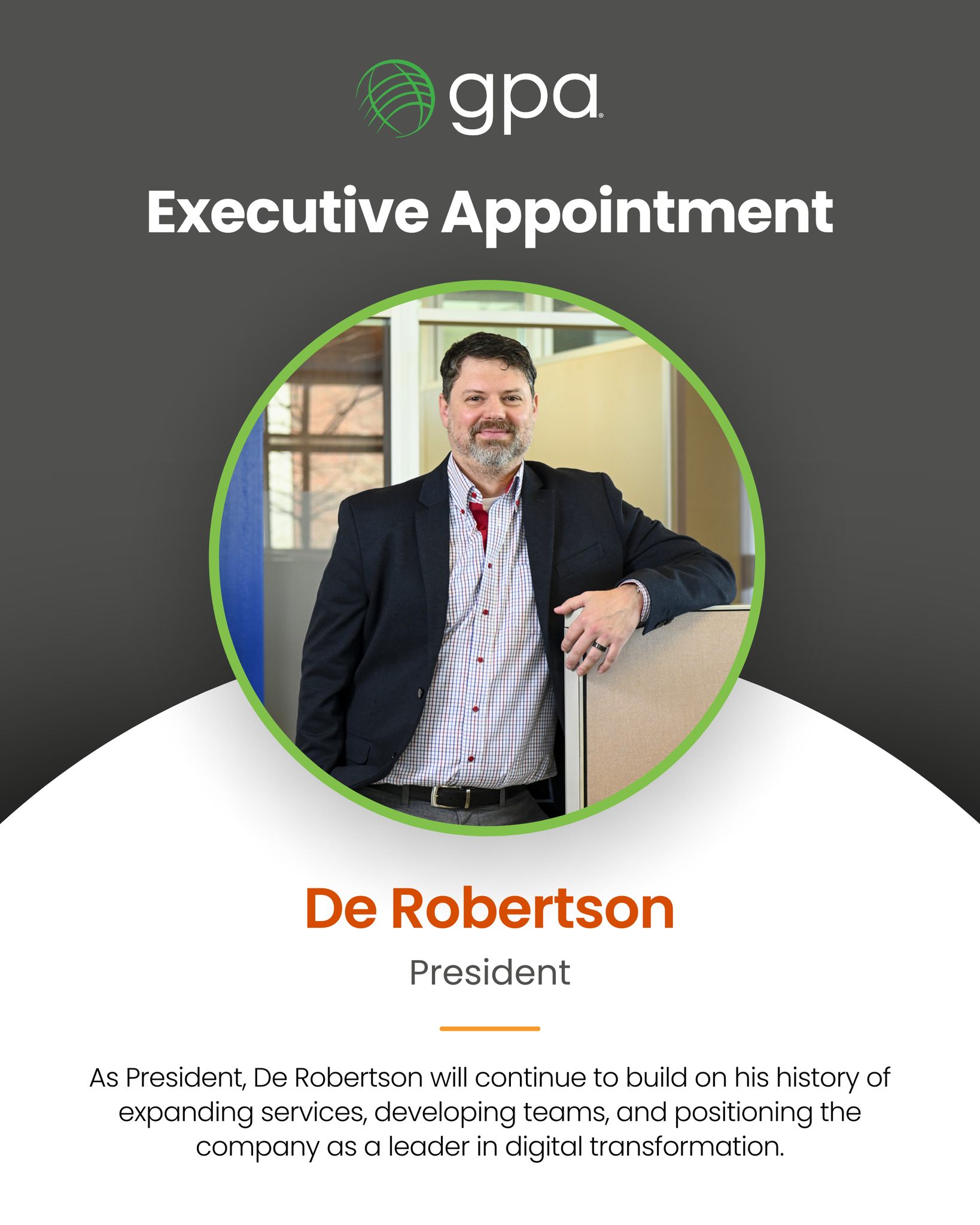 We are proud to announce the promotion of De Robertson to President of GPA.
De, previous COO, brings proven leadership in industrial automation, operational technology (OT), and manufacturing intelligence, with a track record of driving innovation, expanding services, and developing high-performing teams.
As President, he will continue positioning GPA as a trusted partner for digital transformation in manufacturing, helping customers improve efficiency, strengthen cybersecurity, and unlock the full potential of data-driven operations.
📖 Read the full announcement here: https://www.global-business.net/post/de-robertson-president
#ExecutiveAppointment #Leadership #DigitalTransformation #IndustrialAutomation #OTCybersecurity #ManufacturingIntelligence #SmartManufacturing #GPA