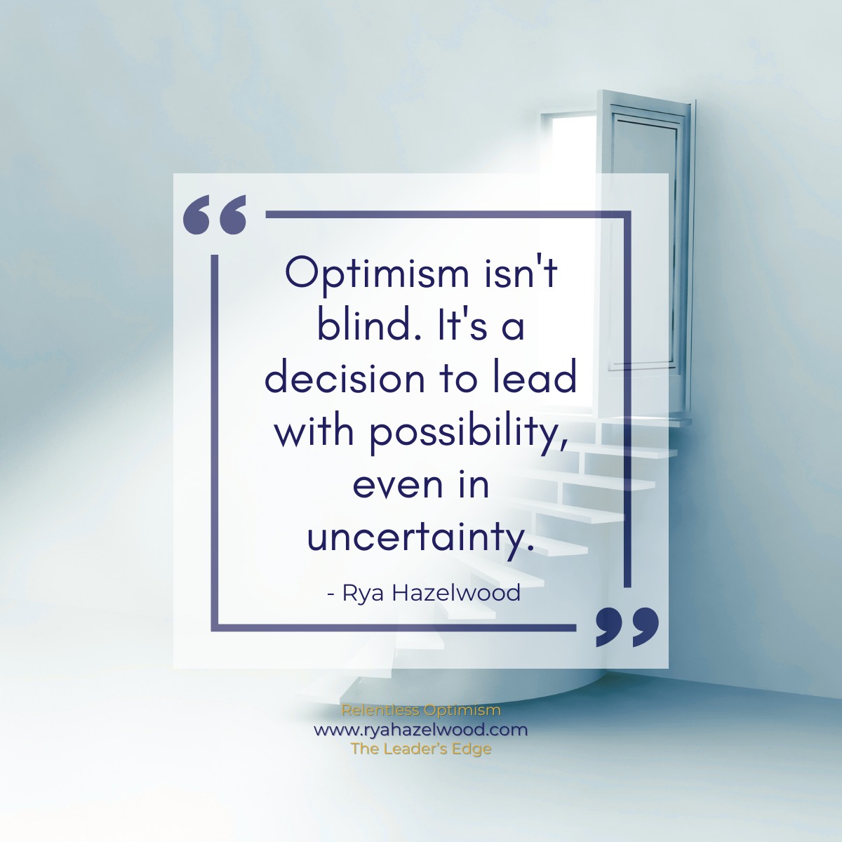 Optimism gets misunderstood as naïve, but it’s actually a leadership strategy.
Leading with possibility doesn’t mean ignoring reality. It means choosing to believe in better outcomes, even when clarity is still unfolding.
What possibility are you leading toward this week?
#RelentlessOptimism #TheLeadersEdge #OptimisticLeadership #OptimismInAction