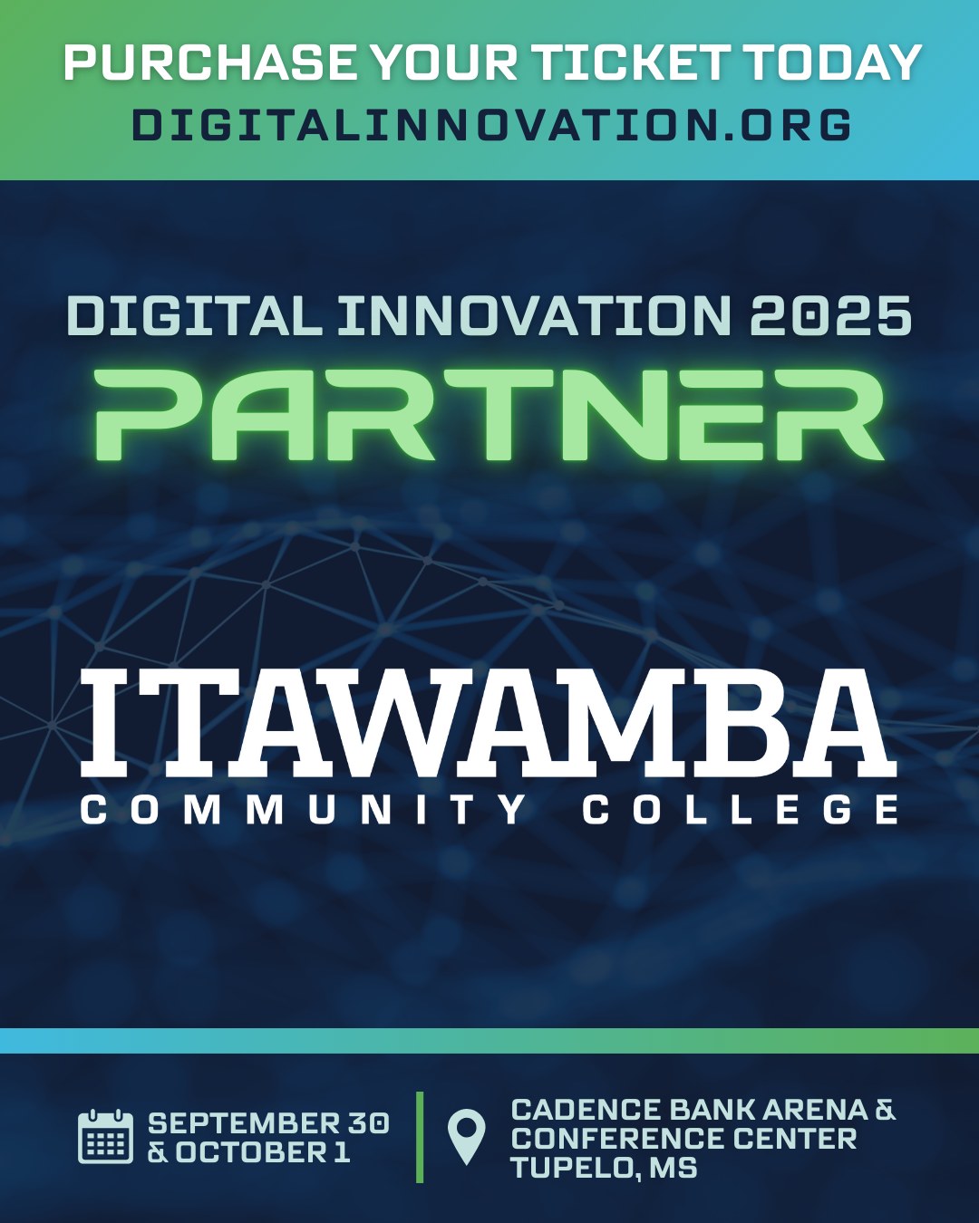 🌟 Partner Spotlight! 🌟
We are proud to recognize Itawamba Community College as a valued partner of Digital Innovation 2025. Their dedication to educating and empowering students helps build a skilled workforce and strengthens local communities!
-
💻 digitalinnovation.org
📍 Cadence Bank Arena and Conference Center
-
#DigitalInnovation #DigitalInnovationMS #Innovate2025 #MyTupelo #NorthMississippi #TupeloMS #TechInnovation #ItawambaCC @itawambacc