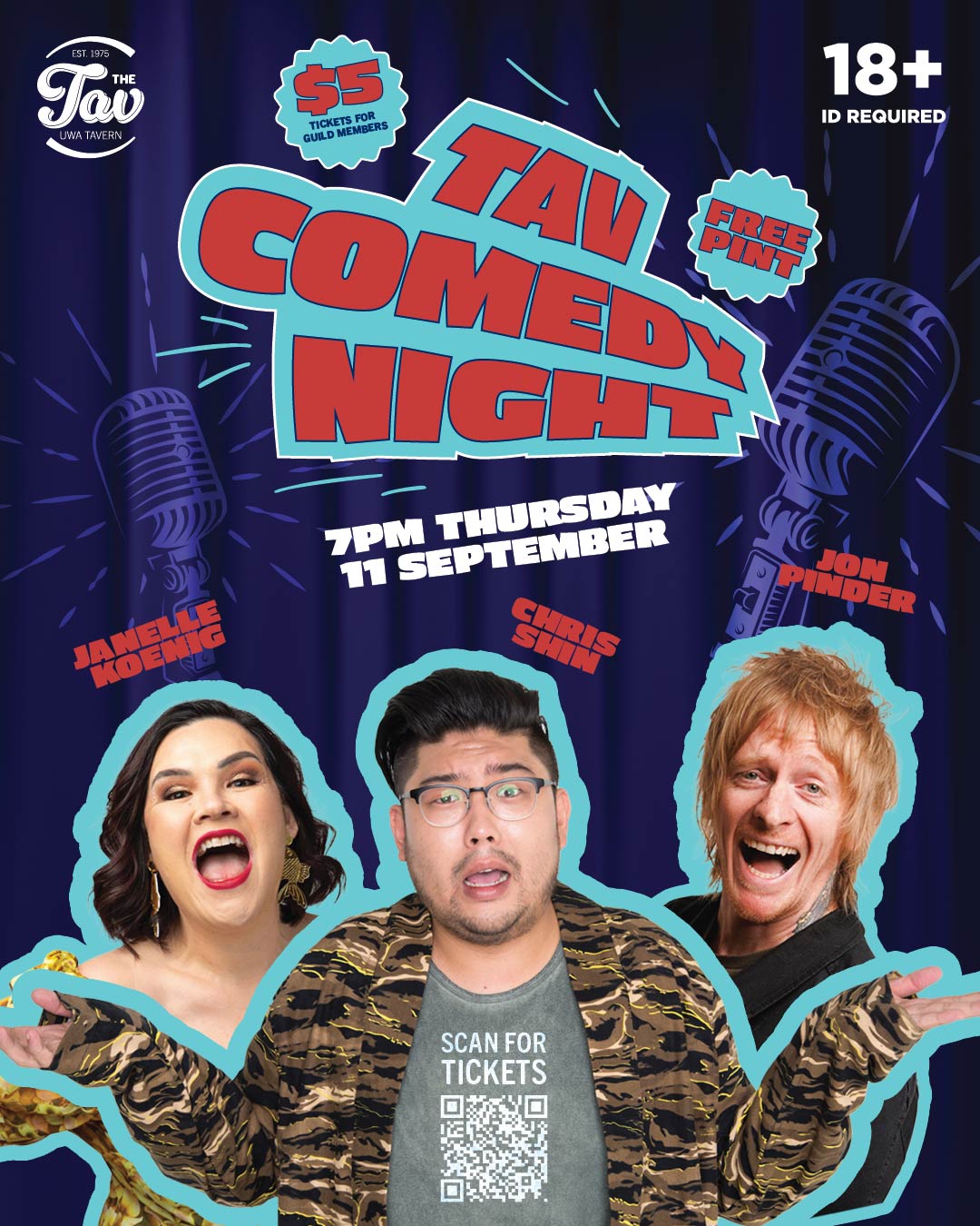 Tav Comedy Night! ๐ป๐ค
Get ready for a night of belly laughs and good vibes - Comedy Night is taking over The Tav on Thursday 11th September!
We're bringing you three of Perth's funniest comedians, including the hilarious Janelle Koenig and the sharp-witted Jon Pinder (straight outta the UK!), all hosted by the cheeky and charming Chris Shin.
๐๏ธ Thursday 11th September
โฐ7pm
๐ UWA Tavern
๐๏ธ TICKETS are just $5 for Guild members which gets you a FREE pint, glass of wine, or soft drink on arrival!
๐ Link in our bio
HURRY tickets are limited and this night is going to sell out fast!
18+ Event. Valid I.D required.
@janelle_koenig @jonpindercomedy