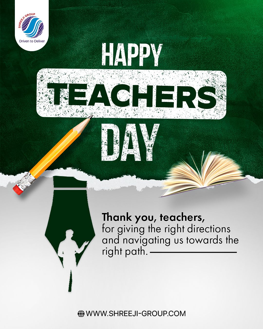Shreeji Group wishes a Happy Teacher's Day to all the inspiring mentors. Your guidance, patience, and wisdom shape lives and create lasting impact. Today we celebrate your dedication and the difference you make every day.
#HappyTeachersDay #ShreejiGroup #Gratitude #TeacherInspiration #MentorsMatter