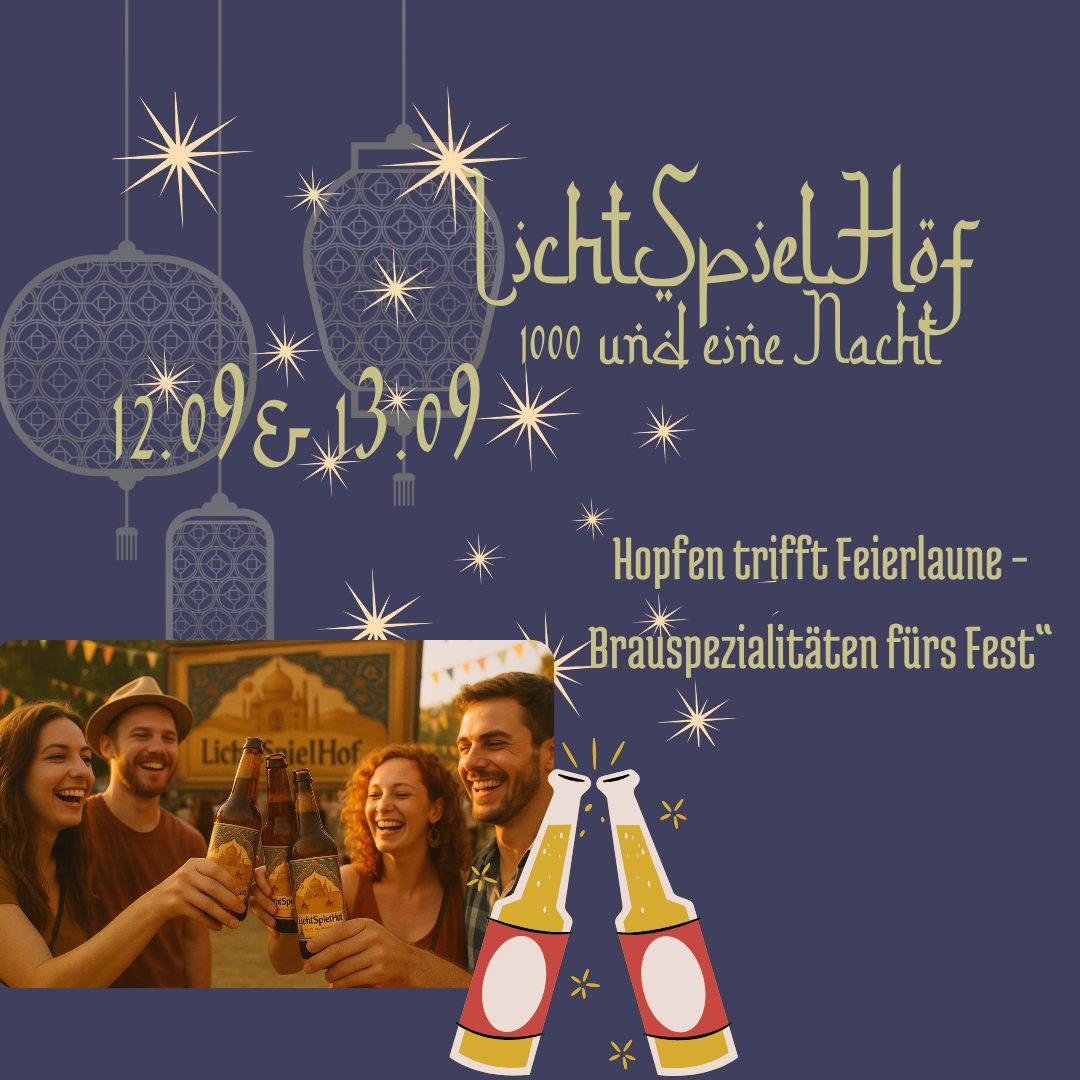 🎉🍺 Zum Fest haben wir was Besonderes für euch im Gepäck!
Unsere selbstgebraute Bierspezialität bringt orientalischen Flair ins Glas ✨
👉 Mit feinen Kopfnoten von Vanille, Zimt & würzigen Akzenten bekommt unser Orientbier einen ganz besonderen Geschmack – perfekt zum Anstoßen & Genießen im Freundeskreis 🥳🍻
Kommt vorbei, probiert’s aus & feiert mit uns! 🧡
#einfestfüralle#stadtfestlöbau#lichtspielhof#tausendundeinenacht#orientalnights