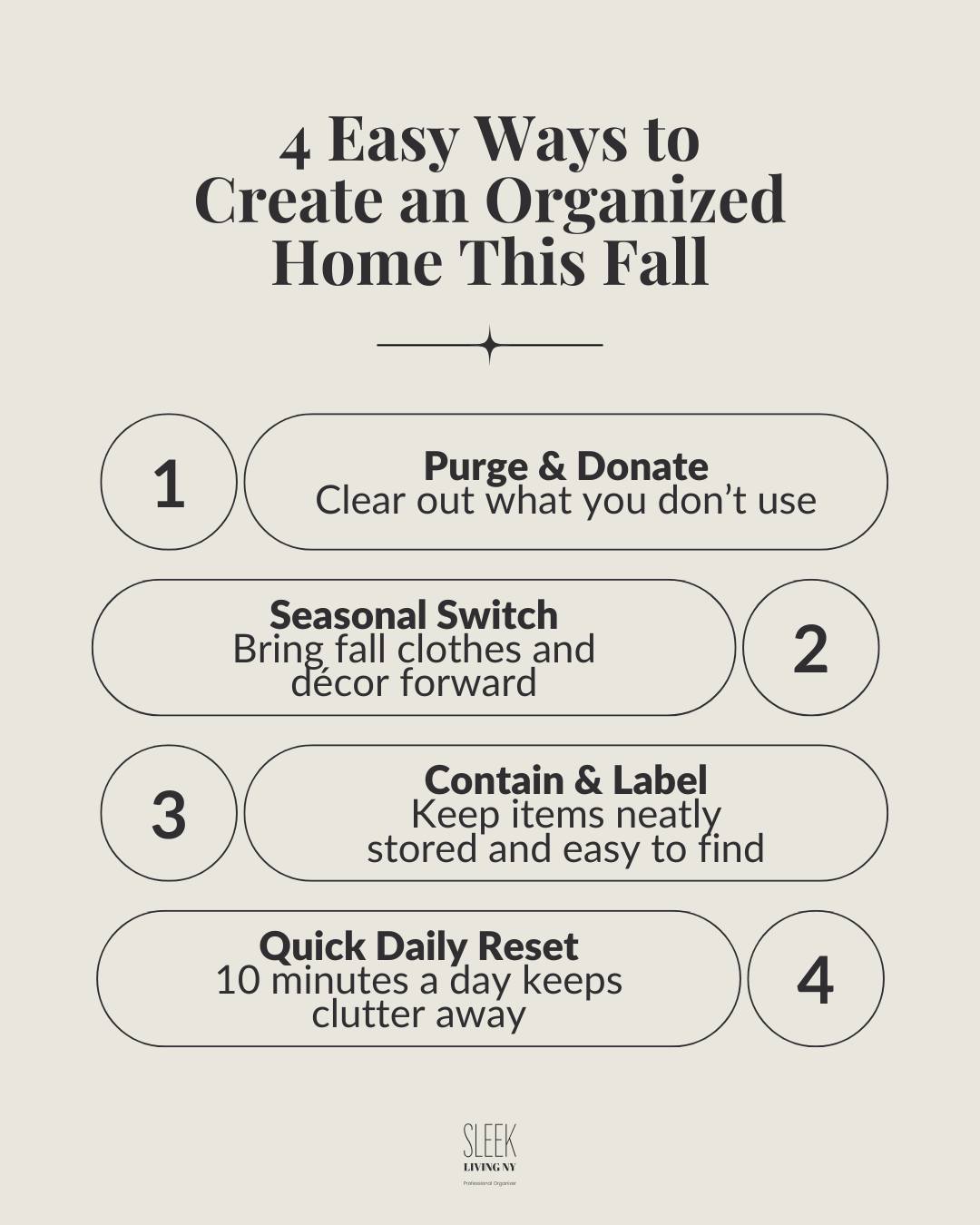 🍂✨ Discover smart & stylish ways to organize your home this fall! 🏡 Sleek Living brings you the best tips to keep your space cozy, chic & clutter-free this season. 🌟🧺
-
#NeatAndTidy #nyc #professionalorganizer #OrganizedHome