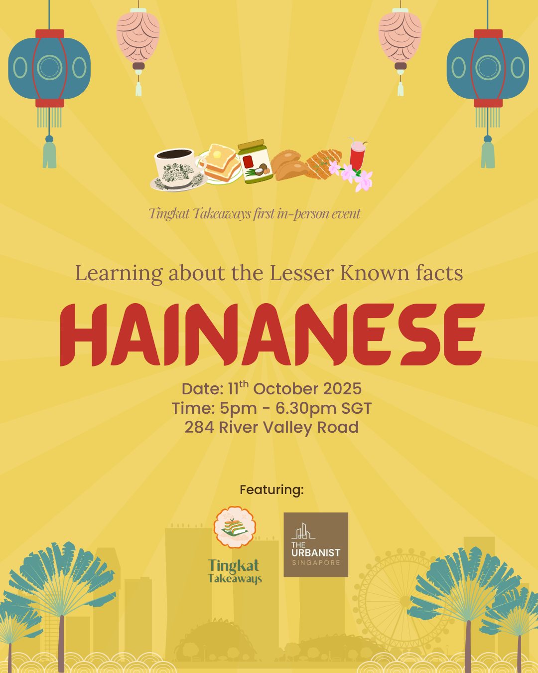 Everyone, we have an announcement! 📢 Tingkat Takeaways will be having our first in-person event, in collaboration with @urbanist.singapore 'Learning about the Lesser Known facts: Hainanese' and everyone is cordially invited to sign up for it😉
You will step into the world of Hainanese history, culture, food and fascinating fun facts which you probably never heard of before! 😄 (Psst! You will get to taste some local Hainanese cuisines too)
Slots are limited and admission is free so do sign up via the link in our bio today! 💪
#tingkattakeaways #theurbanist #hainanese #heritage #localculture #localheritage #food #event #kopitiam #kayatoast #yibua #kopi #foodtasting