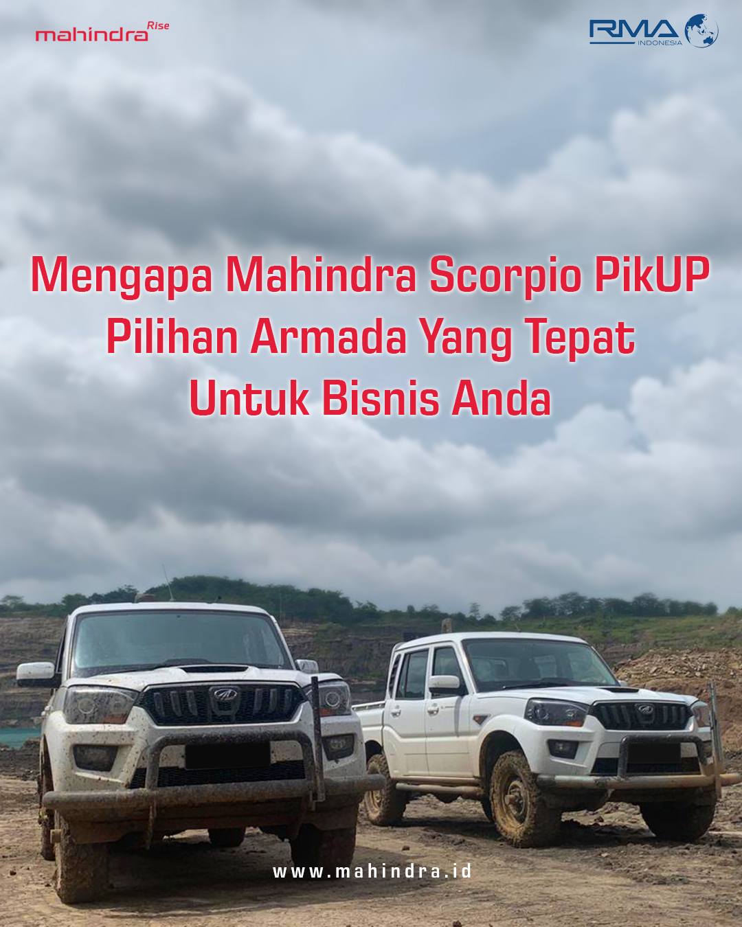 Mahindra Scorpio PikUp tepat karena :
• 𝐌𝐞𝐬𝐢𝐧 𝟐.𝟐𝐋 𝐦𝐇𝐚𝐰𝐤 𝐃𝐢𝐞𝐬𝐞𝐥 (𝐄𝐮𝐫𝐨𝟒) - Bertorsi besar, siap angkut beban berat
• 𝐃𝐚𝐲𝐚 𝐀𝐧𝐠𝐤𝐮𝐭 - Payload & kapasitas bak yang besar cocok untuk bisnis fleet anda
• 𝐃𝐮𝐫𝐚𝐛𝐢𝐥𝐢𝐭𝐚𝐬 - Siap untuk medan menantang
Mahindra Scorpio PikUp cocok untuk 𝐏𝐚𝐫𝐭𝐧𝐞𝐫 𝐁𝐢𝐬𝐧𝐢𝐬 Anda.
.
.
#MahindraScorpio #PikUpKeren #MahindraIndonesia #YourPartnerInSuccess #RMAIndonesia #mahindra4x4 #mining #plantation #farming #miningindonesia #minerals #coal #tambang #sobatenergi #ESDM #miningexpo #agriculture #agriculturelife #tipsandtrick #pertanian #perkebunan #pertambangan #fleet #fleetrental #rentalfleet #pickuprental