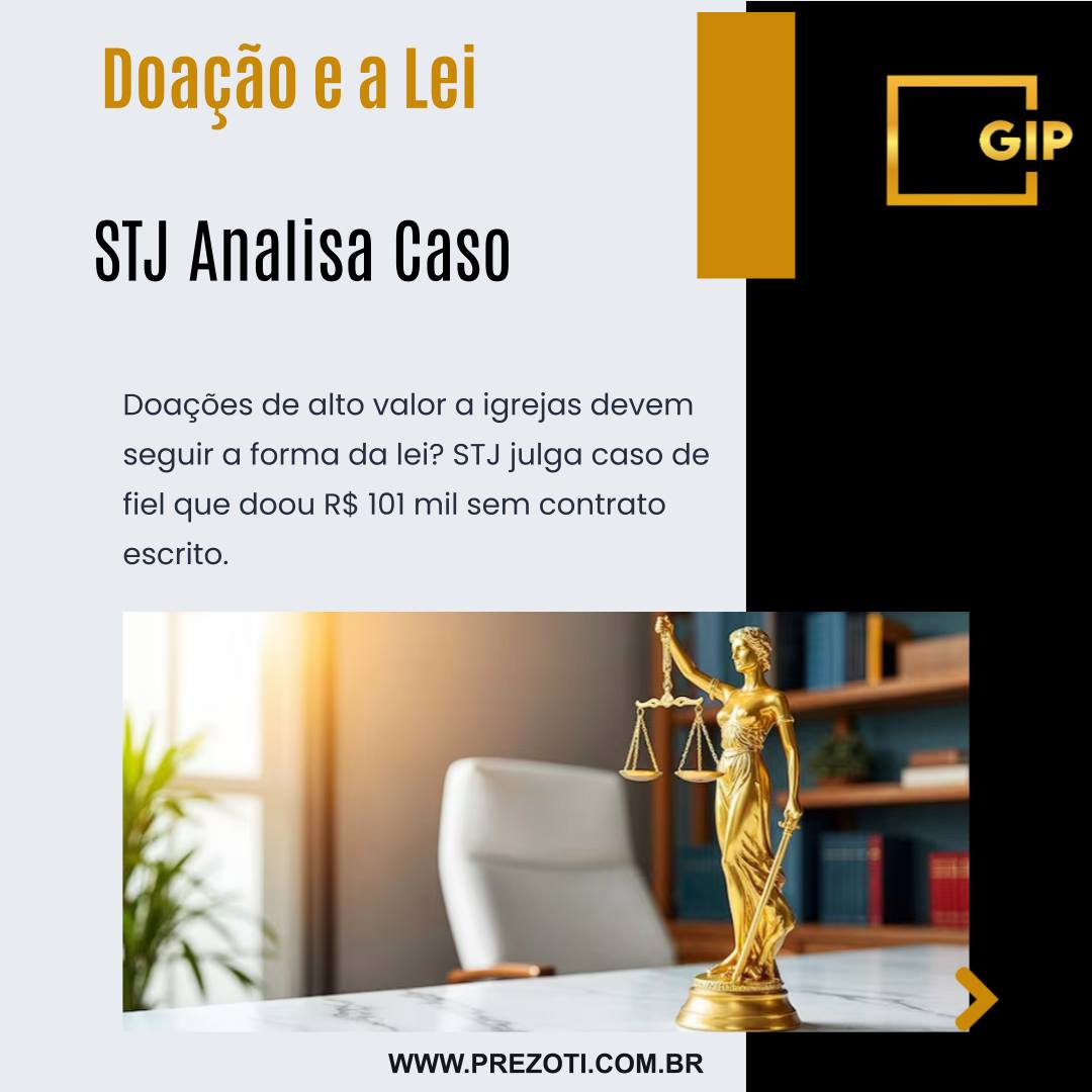 Uma doação de alto valor, feita como um ato de fé, pode ser anulada pela Justiça por falta de um contrato? É exatamente isso que o Superior Tribunal de Justiça (STJ) está decidindo.
No caso, uma ex-fiel da Igreja Universal pediu a devolução de R$ 101 mil doados em dinheiro, alegando que o ato não foi formalizado por escrito, como manda a lei para doações de valor elevado. O TJ/DFT já havia concordado com ela.
A Discussão Jurídica:
O Código Civil (art. 541) exige que doações de bens de maior valor sejam feitas por instrumento público ou particular. A grande questão é: essa regra, que visa proteger o patrimônio e garantir que a decisão do doador seja refletida e consciente, também se aplica às "ofertas religiosas"?
O relator no STJ já votou que sim, mantendo a anulação da doação em dinheiro. O julgamento foi suspenso e aguarda os votos dos demais ministros, mas o caso é um marco no debate sobre as fronteiras entre a liberdade religiosa e as regras do direito civil.
A exigência de um documento serve para proteger o próprio doador, evitando decisões impulsivas e garantindo segurança para todos os envolvidos.
A formalização de atos importantes é uma segurança. A Gonçalves Ignácio & Prezoti Advocacia e Assessoria Jurídica oferece consultoria em Direito Civil e Planejamento Patrimonial.
Acesse nosso site: www.prezoti.com.br
#DireitoCivil #Doacao #Contratos #STJ #LiberdadeReligiosa #SegurancaJuridica #PlanejamentoPatrimonial #Advocacia #GIPAdvocacia