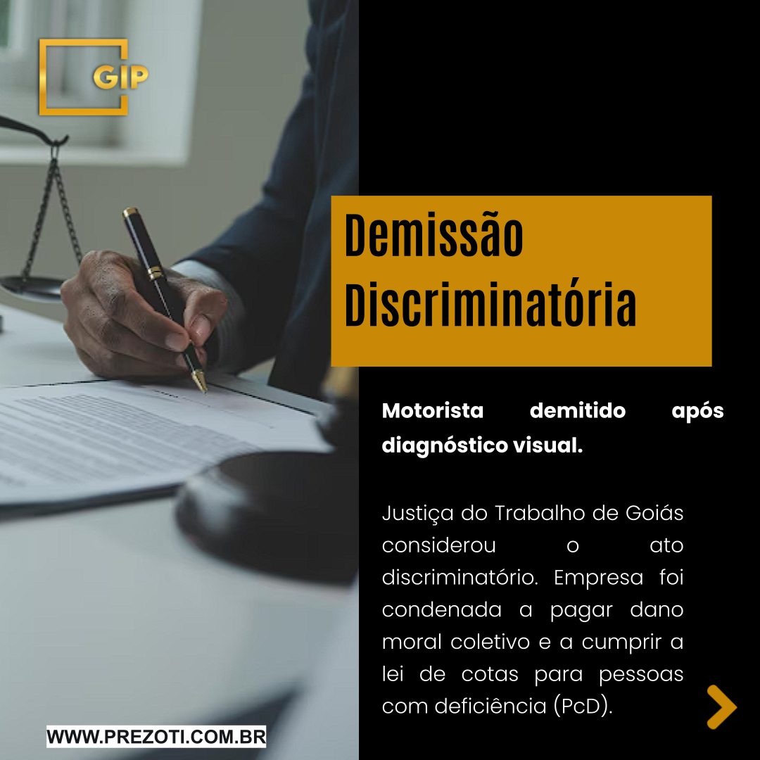Nenhum trabalhador pode ser descartado por conta de uma condição de saúde ou deficiência. A lei é clara ao proibir a demissão discriminatória, e uma decisão recente da Justiça do Trabalho reforça essa proteção.
No caso, um motorista de ônibus, após anos de serviço, foi diagnosticado com visão monocular. Logo em seguida, a empresa o demitiu, sem sequer tentar reabilitá-lo em outra função. O Ministério Público do Trabalho interveio.
A Decisão da Justiça:
O TRT da 4ª Região entendeu que a dispensa foi um ato discriminatório, presumindo que a demissão foi motivada pela deficiência recém-adquirida. Além de condenar a empresa por dano moral coletivo, a Justiça determinou que ela cumpra a lei de cotas para PcD.
Dupla Lição:
Para o trabalhador: A demissão motivada por uma deficiência é ilegal e pode ser contestada.
Para a empresa: É dever legal não apenas contratar, mas também buscar meios de manter e reabilitar funcionários que adquirem uma deficiência.
Se você é um trabalhador com deficiência e sentiu-se lesado, saiba que a lei o protege. Se você é empresário, garanta que sua empresa seja inclusiva e esteja em conformidade com a lei. A Gonçalves Ignácio & Prezoti Advocacia e Assessoria Jurídica atua na defesa dos direitos dos trabalhadores e na consultoria de compliance para empresas.
Acesse nosso site: www.prezoti.com.br
#DireitoTrabalhista #DemissaoDiscriminatoria #PcD #Inclusao #LeiDeCotas #MPT #TRT18 #AdvocaciaTrabalhista #GIPAdvocacia