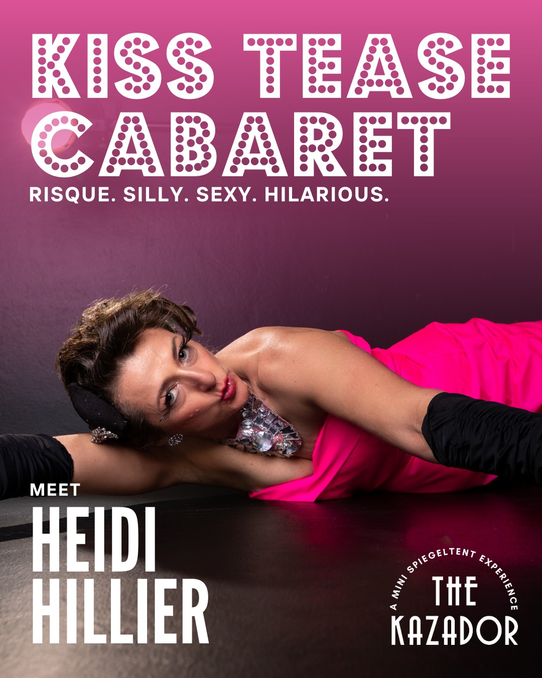 Meet Heidi Hillier at Kiss Tease Cabaret 💋
As Ivy Amour, she’s a spy working undercover as a circus cabaret artist on a mission to find L.O.V.E. Expect mysterious rings, dazzling hoop work, kooky illusions, and whip-cracks that will keep you guessing.
Behind the disguises and daring escapes, Heidi is as ruthless on stage as she is undercover — seductive, witty, and impossible to look away from.
📅 NightFest at Floriade
🎪 Kazador Spiegeltent
🎟 Tickets on sale now (Link in bio!)