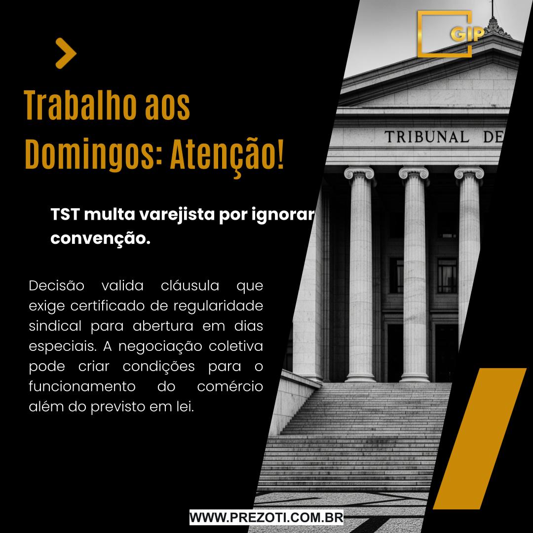 Sua empresa abre aos domingos e feriados? Você tem certeza de que está cumprindo 100% do que foi acordado na sua convenção coletiva? Uma decisão do Tribunal Superior do Trabalho (TST) acende um alerta.
No caso, a Lojas Renner foi multada por não apresentar um certificado de regularidade sindical, uma exigência da convenção do comércio do DF para permitir a abertura em dias especiais. A empresa argumentou que a lei já autoriza esse funcionamento, tornando a cláusula inválida.
A Decisão do TST:
O Tribunal reforçou a força da negociação coletiva. A decisão entendeu que os sindicatos (de empregados e empregadores) podem, sim, estabelecer condições para o trabalho em domingos e feriados. A exigência do certificado foi considerada uma condição válida, fruto de um acordo entre as partes.
O Alerta para as Empresas:
A convenção coletiva não é uma mera formalidade. Suas cláusulas têm força de lei entre as partes e podem criar obrigações operacionais e financeiras significativas. Ignorá-las pode resultar em multas pesadas.
A melhor estratégia é a prevenção. Uma análise detalhada da convenção coletiva da sua categoria é fundamental para garantir a segurança jurídica do seu negócio. A Gonçalves Ignácio & Prezoti Advocacia e Assessoria Jurídica oferece consultoria especializada em Direito do Trabalho para empresas.
Acesse nosso site: www.prezoti.com.br
#DireitoTrabalhista #NegociacaoColetiva #ConvencaoColetiva #ComplianceTrabalhista #TST #AdvocaciaEmpresarial #Varejo #RH #GIPAdvocacia