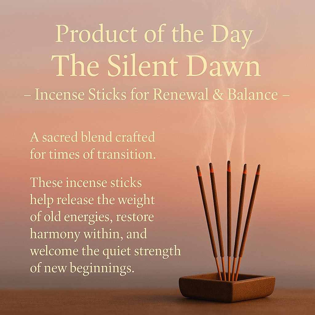 Product of the Day: The Silent Dawn
Incense Sticks for Renewal & Balance
This blend was crafted for those walking through transitions — whether the closing of a season, the passing of an eclipse, or the quiet changes within the soul.
For you if:
• You feel weighed down by old energies.
• You seek harmony after turbulent days.
• You are ready to welcome fresh beginnings with calm strength.
As the smoke rises, it helps dissolve lingering heaviness, restores balance to your inner field, and opens the way for renewal.
#HolisticWellness #Wellness #insencesticks #NewBeginnings #endingsandbeginnings #endings #thecelestialgate #madewithcrystalelixirs