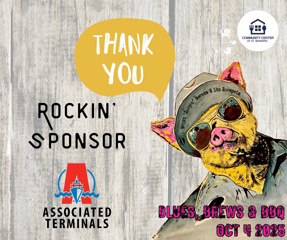 🎉 Sponsor Spotlight! 🎉
We are incredibly grateful to @associated_terminals for their generous sponsorship of our 2025 Blues, Brews, & BBQ event! 💙🍻🔥
Thanks to their support, we’re one step closer to our mission of fighting food insecurity right here in St. Bernard Parish. Every dollar they’ve contributed goes directly toward providing food for our pantry and weekend meals for students in need through the Backpack Program.
Together, we’re making a difference — one meal, one child, one community at a time. 🙌
Please join us in thanking Associated Terminals for standing with us in this important work! 💛
#BluesBrewsBBQ #ThankYouSponsor #StBernardStrong #BackpackProgram #FoodInsecurityEndsHere