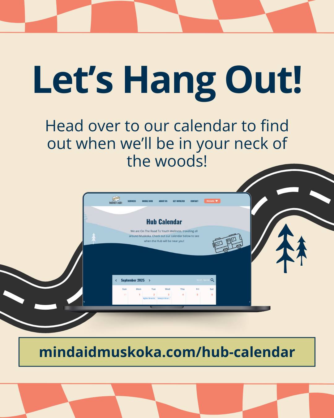 Where’s our Hub going next? 🤔
Head over to our new Hub Calendar (and new website! 👀) to find out when MiND-AID will be in your neck of the woods!
Check out the calendar at the link in our bio.
#MindAidMuskoka #WellnessHub #MindAidMuskokaHub
