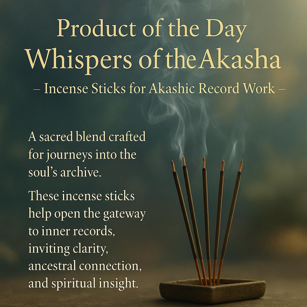 Product of the Day — Whispers of the Akasha
Sacred incense crafted to attune you to the soul’s timeless archive.
Light a stick, let the smoke rise, and open the way to clarity, remembrance, and vision.
#WhispersOfTheAkasha #AkashicRecords #CelestialGate