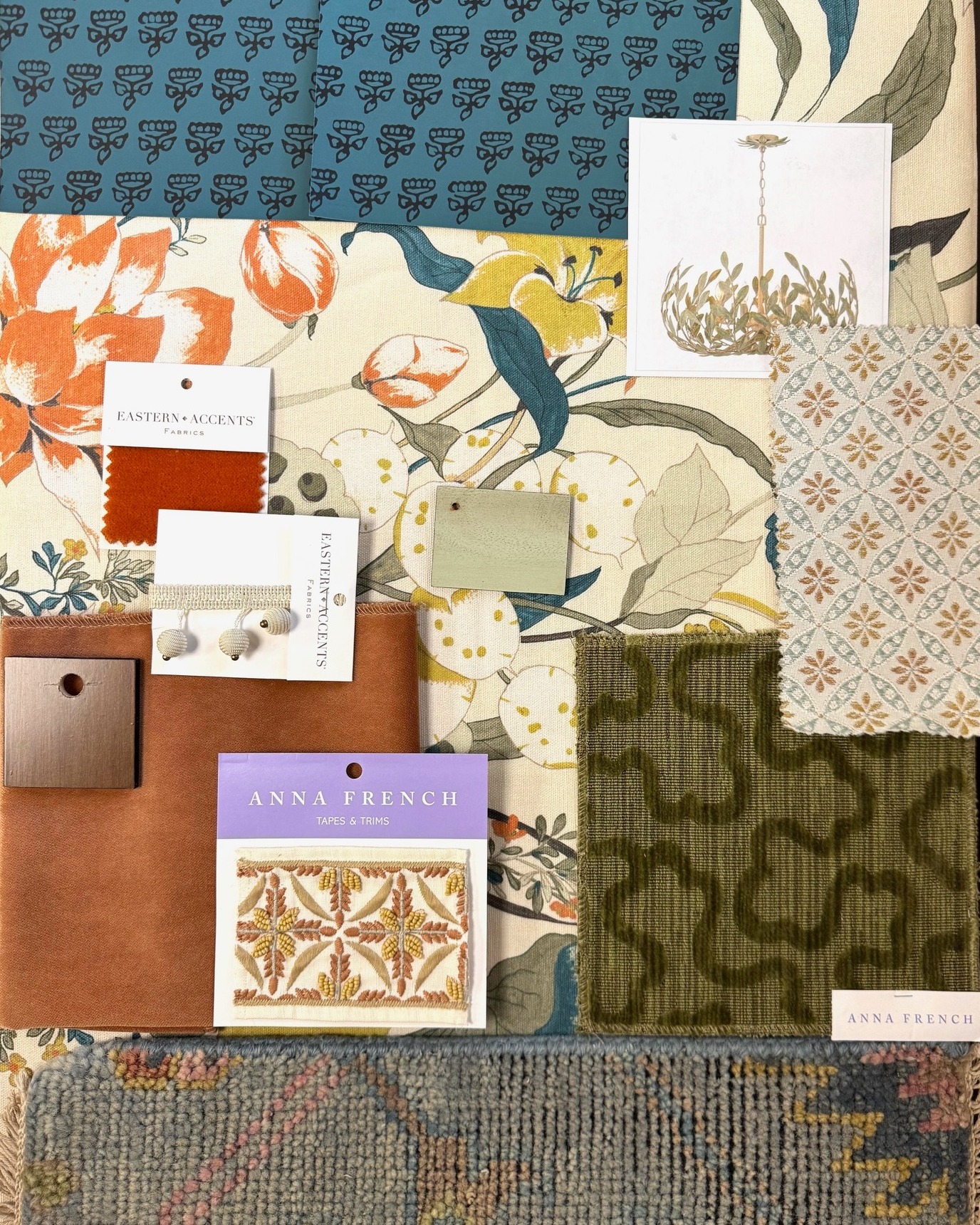 We're working on a bedroom project, and our client really loved combinations of colors that are "across" from each other on the color wheel - in this case, she shared inspiration pictures with a lot of teal, orange and bits of chartruse.
As part of our Conceptual Design process, we started with a render to really dial in on the colors - what she liked, what she didn't. We took her feedback, and incorporated it into our design selections presentation, and by the time we were done, our amazing client was (dare I say?) giddy with excitement!
This flatlay of the materials incoporates an exclectic mix of patterns - florals and botanicals mixed with lush fabrics and trims and a block print-inspired wallcovering —all layered with intention. It's an organic mix that doesn't come off as too sweet due to the mix of other elements.
Tomorrow, we'll show you the renders of what's going to be an amazing bedroom.
#pittsburghinteriordesigner #flatlaytuesday #flatlay #designermix