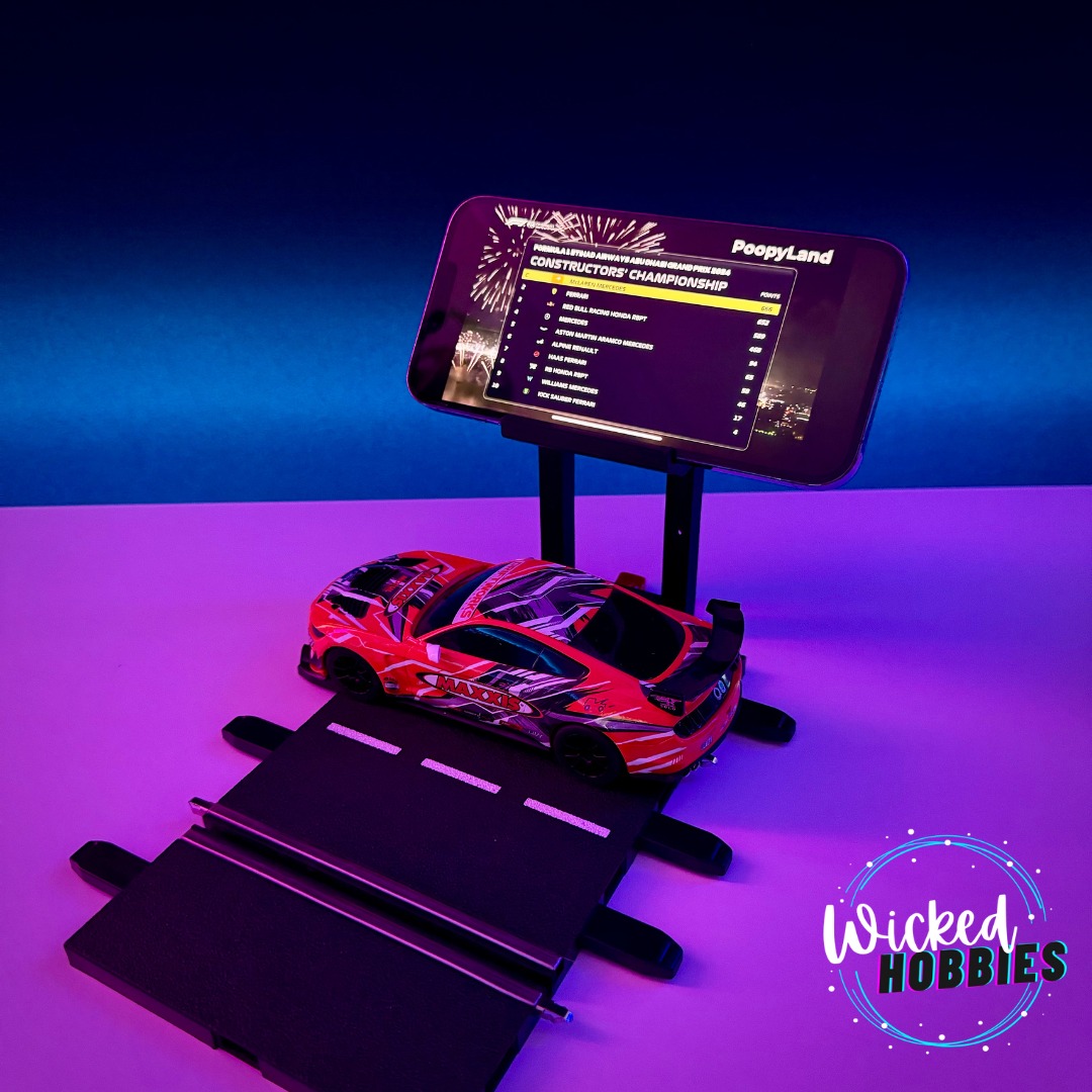 Our mobile stand attachment made for Carrera 1:32 slot cars track, holds your phone so you can display any image, video, or animation you want—city lights, spooky scenes, racing ads…the possibilities are endless. 🏁
Use the red pins to secure the stand to your track.
$20
Red pin, track and mobile not included.
Available in silver, grey, black, or white (other colors on request).
Bring your setups to life in style! 🖤
https://www.wicked-hobbies.com.au/product-page/mobile-stand-attachment-1-32
#SlotCarRacing #Carrera132 #SlotCarCollector #MiniatureRacing #ScaleRacing #SlotCarLife #WickedHobbies #ModelRacing #SlotCarTrack #ResinPrinted #CollectorCars #SlotCarDisplay