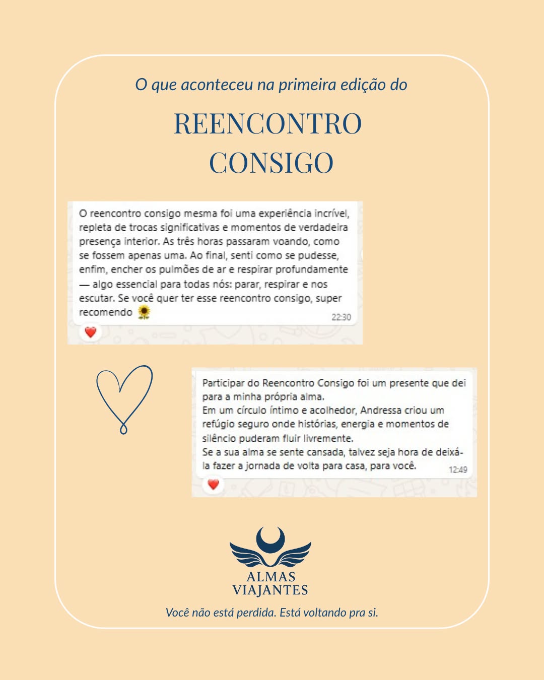 A primeira edição do Reencontro Consigo que aconteceu em Agosto foi um mergulho profundo de presença, cura e conexão.
Os depoimentos falam por si: um espaço seguro para respirar, se ouvir e voltar pra si.
No dia 12/10, Dia das Crianças no Brasil, vamos abrir um círculo especial para chamar a sua criança interior para a roda.
Vamos viver juntos:
✨ Ritual de abertura
✨ Meditação ativa para conectar corpo e presente
✨ Exercício de conexão com a criança interior
✨ Consulta a cartas de oráculos
✨ Envio de Reiki para harmonização dos chakras e do campo sutil
🗓 Quando: 12/10
🕙 Horário: 10h às 13h (Brasil) / 14h às 17h (Irlanda)
📍 Onde: Online via Google Meet
Vagas limitadas.
💬 Quer participar? Comenta “Eu quero” que eu te envio todos os detalhes ou clica no link da bio.
#reencontroconsigo #almasviajantes #criançainterior #curaemocional #círculodecura #autoconhecimento #reiki #oráculos #meditaçãoativa