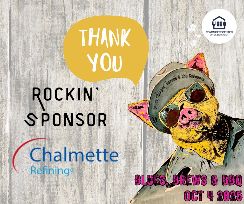 🎉 Sponsor Spotlight! 🎉
We are incredibly grateful to Chalmette Refining for their generous sponsorship of our 2025 Blues, Brews, & BBQ event! 💙🍻🔥
Thanks to their support, we’re one step closer to our mission of fighting food insecurity right here in St. Bernard Parish. Every dollar they’ve contributed goes directly toward providing food for our pantry and weekend meals for students in need through the Backpack Program.
Together, we’re making a difference — one meal, one child, one community at a time. 🙌
Please join us in thanking Chalmette Refining for standing with us in this important work! 💛
#BluesBrewsBBQ #ThankYouSponsor #StBernardStrong #BackpackProgram #FoodInsecurityEndsHere