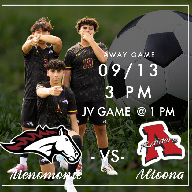 GAMEDAY!
Our Mustangs are on the road today to take on the Altoona Raiders! ⚽️
📍 Away Game — Altoona
🕐 JV @ 1:00 PM
🕒 Varsity @ 3:00 PM
Let’s bring the energy, the spirit, and the Mustang pride all the way to Altoona — your support means the world to our team.
Go Mustangs!
#MenomonieSoccer #GoMustangs #MustangPride #BeatAltoona