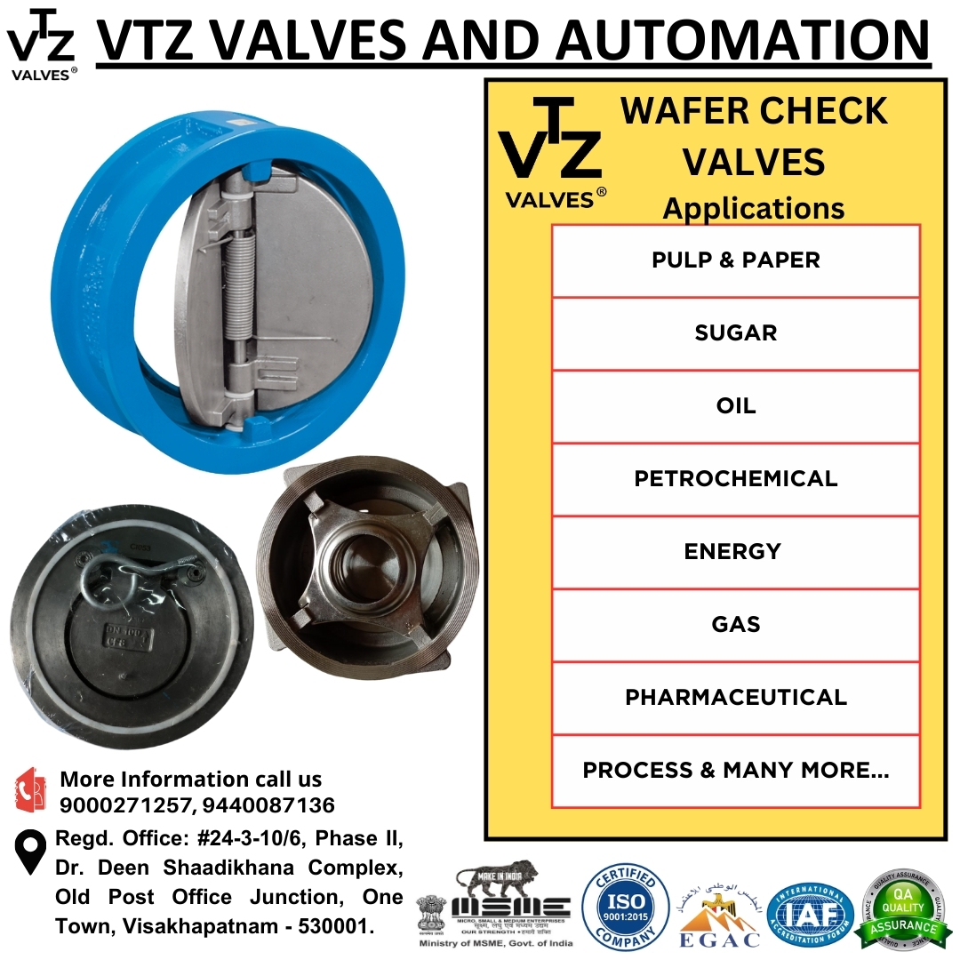 VTZ VALVESยฎ brings you a complete range of Wafer Type Check Valves, engineered for reliable backflow prevention and smooth operation with minimal pressure drop.
We manufacture:
๐น Single Plate Wafer Check Valves
๐น Dual Plate Wafer Check Valves
๐น Spring Loaded Wafer Type Disc Check Valves (Non-Slam Type)
Available in various Materials of Construction (MOC) like Cast Steel, Stainless Steel, and Alloys, with Soft Seated or Metal Seated options to suit different service conditions. Trusted across pulp & paper, sugar, oil, petrochemical, energy, gas, pharmaceutical, and process industries, VTZ Check Valves are built for safety, durability, and consistent performance.
๐ฉ Connect with us for orders and enquiries:
๐ง vtzvalves@hotmail.com
/ vtzvalves@gmail.com
๐ +91-9000271257 / +91-9440087136
๐ www.vtzvalves.com
#wafercheckvalve #dualplatecheckvalve #singleplatecheckvalve #disccheckvalve #nonslamcheckvalve #industrialvalves #flowcontrol #processindustry #madeinindia #vtzvalves