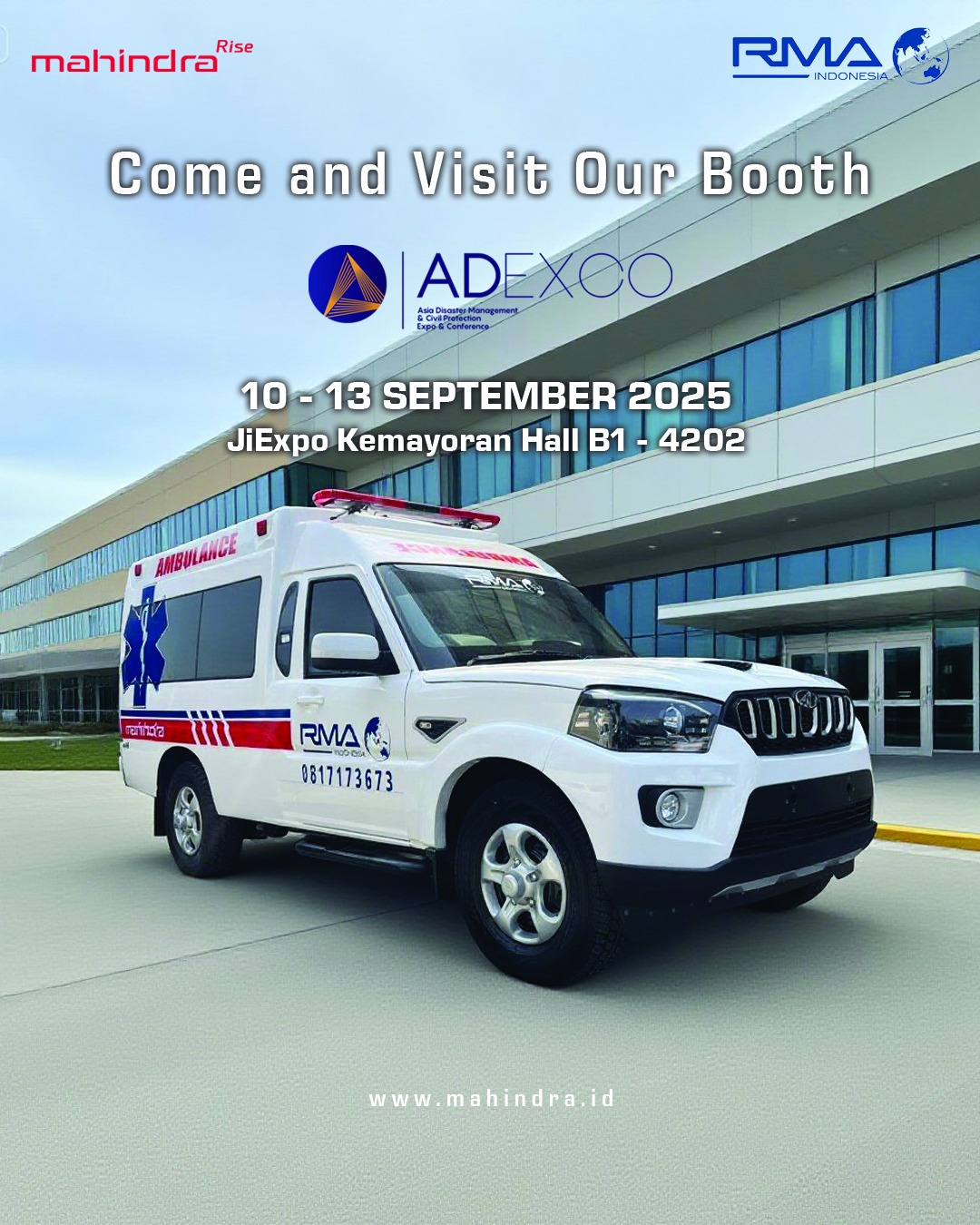 Mahindra kini hadir untuk mendukung rescue & emergency response.
Jangan lewatkan kesempatan bertemu kami di ADEXCO 2025 dan saksikan langsung inovasi Mahindra Ambulance.
📍 JiExpo Kemayoran, Hall B1 – 4202
📅 10–13 September 2025
#MahindraIndonesia #MahindraRise #ADEXCO2025 #EmergencyVehicle #RMAIndonesia #ambulance #mahindrauntukindonesia