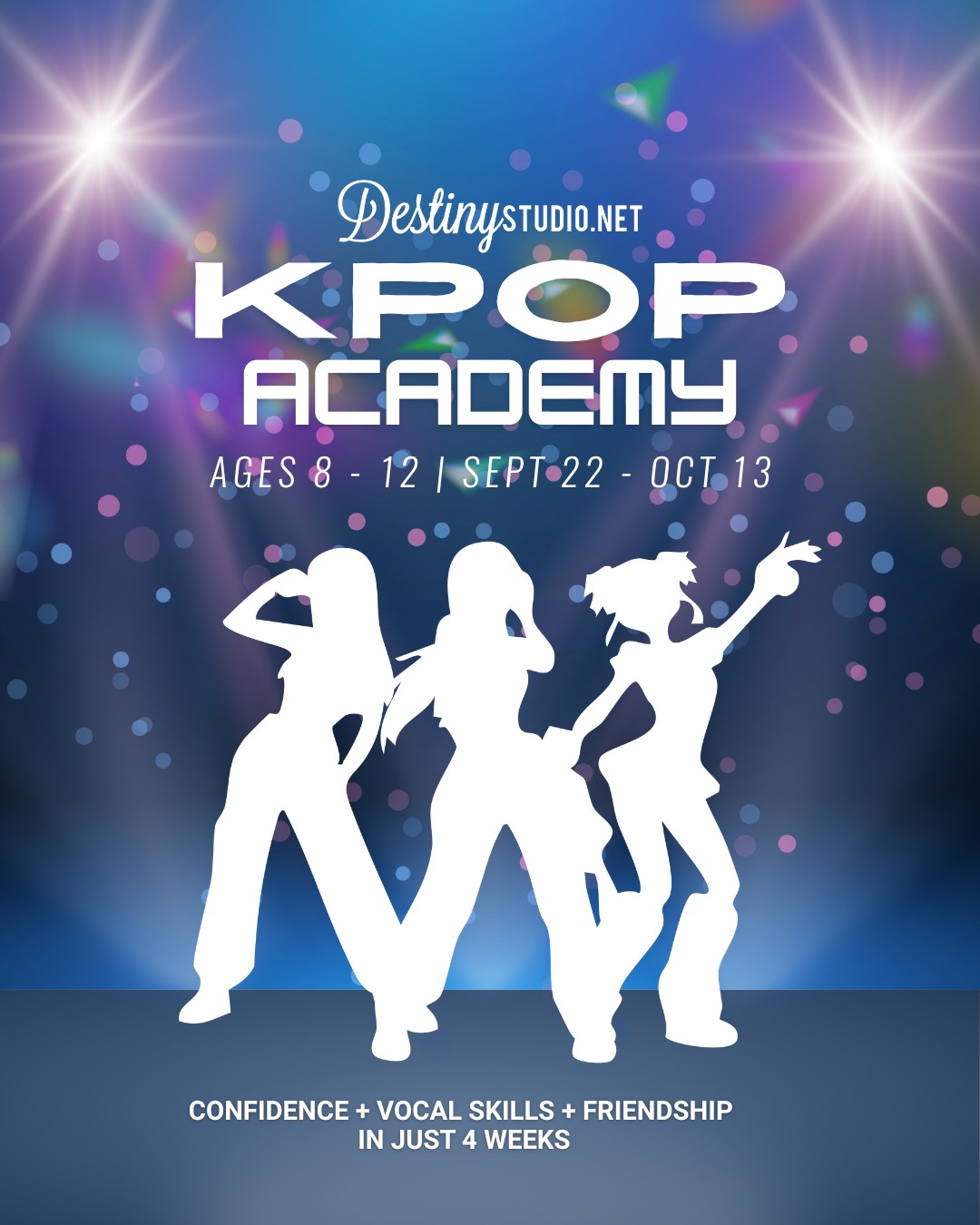 Ready to be golden? 💛
Destiny Studio’s K-Pop Academy is a 4-week small-group vocal workshop for singers ages 8–12, inspired by the Huntrix + Saja Boys from Netflix’s K-Pop Demon Hunters! 🎤✨
Students will:
🎶 Learn real vocal technique
🌟 Build stage confidence
🤝 Make new friends
🎤 Sing their favorite K-pop hits!
📅 Join us for four Mondays starting Sept 22 at 5 pm!
💜 Current students get 10% off—sign up with Moriah at the front desk or call, email, or text us!
✨ Not a current student? No prob—comment for the link to sign up!
#FortWorthTX #WeatherfordTX #FortWorthMoms #WeatherfordMoms #FortWorthMusicLessons #WeatherfordMusic #DFWMusic #TexasMusicSchool #MusicLessonsTexas #FortWorthKids