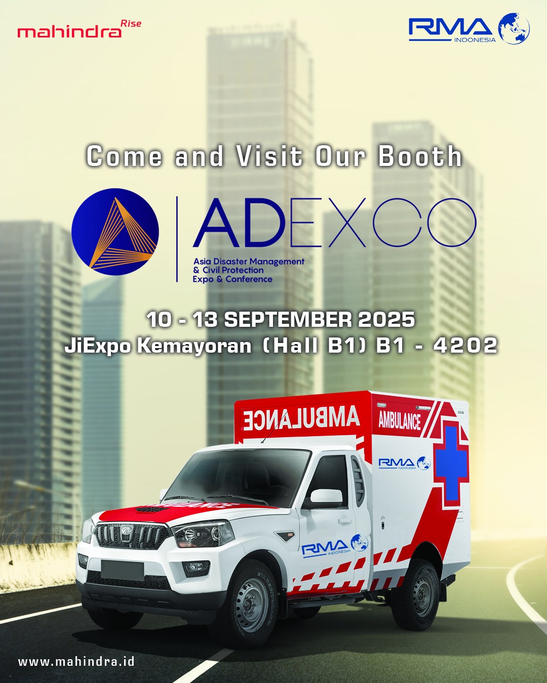 Mahindra Indonesia hadir di ADEXCO 2025!
Saatnya melihat lebih dekat inovasi kendaraan Mahindra yang dirancang untuk kesiapsiagaan darurat dan penanggulangan bencana.
Kunjungi booth Mahindra Indonesia di ADEXCO 2025
📅 10 – 13 September 2025
📍 JiExpo Kemayoran (Hall B1) B1-4202
Mari bersama membangun solusi mobilitas untuk misi kemanusiaan dan penanggulangan bencana.
.
.
.
#mahindrauntukindonesia #adexco2025 #ambulance #mahindra #rmaindonesia