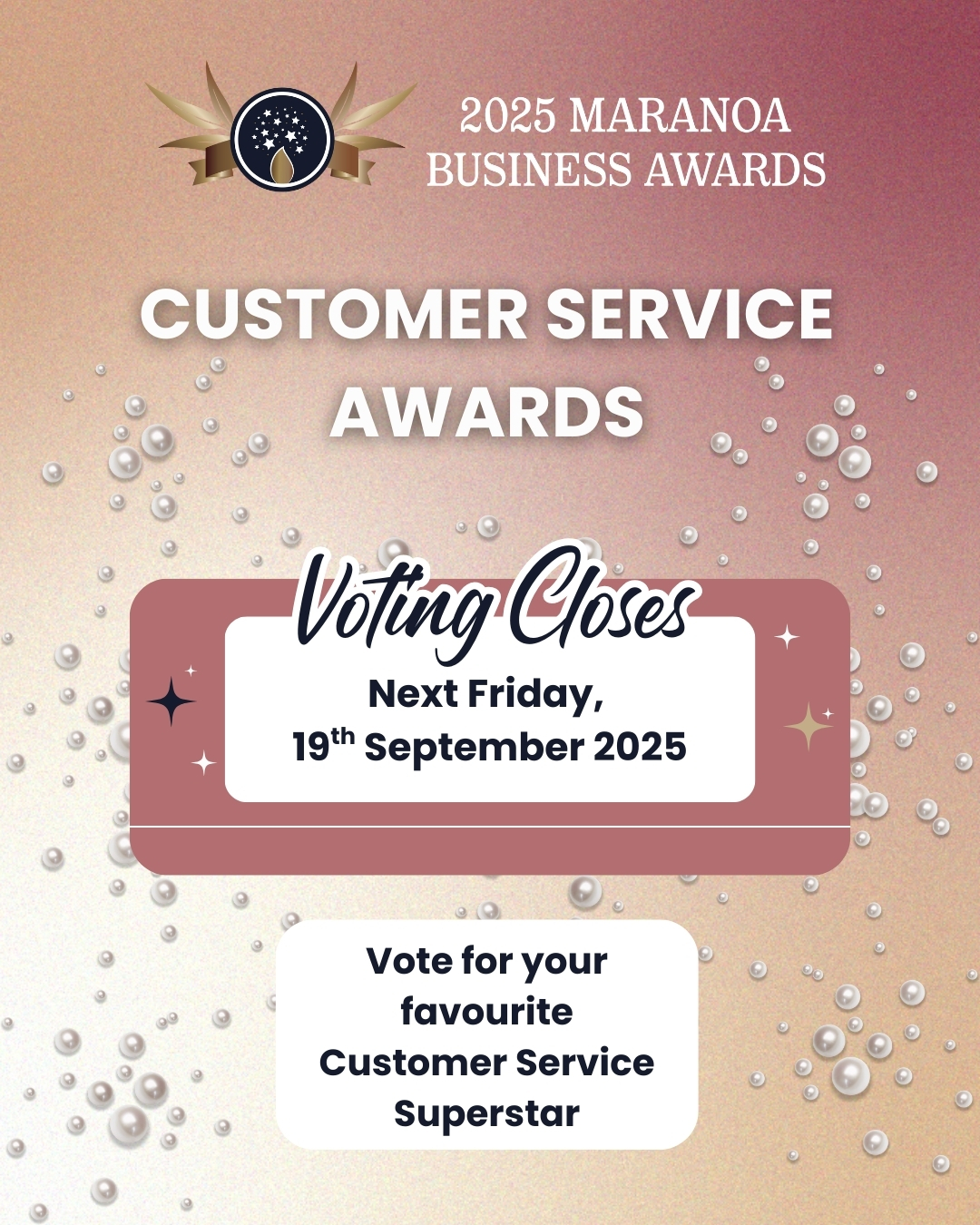 ✨ Voting closes next Friday 🏆
There’s still time to cast your vote for the Customer Service Business & Individual Superstar.🌟
🗓 Voting closes next Friday, 19th September 2025
👉 Click the link to vote: https://www.surveymonkey.com/r/TDPG29S