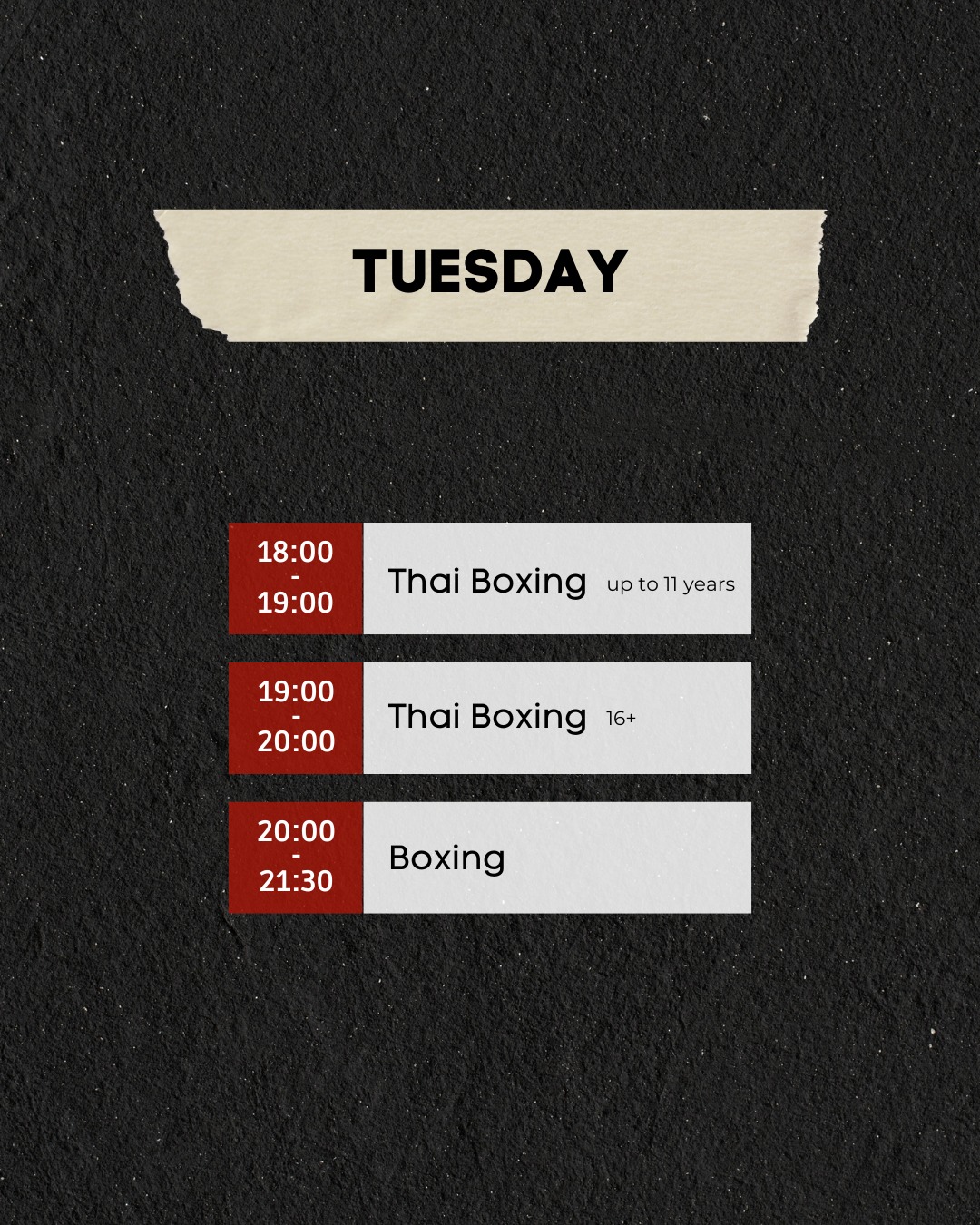 TUESDAY SCHEDULE ๐ฅ