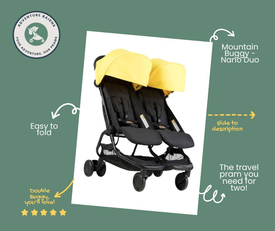 It's here!
The perfect travel pram when travelling with two wee ones.
Mountain Buggy's Nano Duo is a compact, lightweight but sturdy double travel pram.
Make sure your wee ones are travelling in comfort, while you manoeuvre with ease through the airport and boardwalks.
Find out more by visiting our website, link in bio
or email us with any questions: hello@adventurebairns.co.uk
We are here to support your adventures!
#travelpram #doublepram #rentapramglasgow #rentapram #familytravel