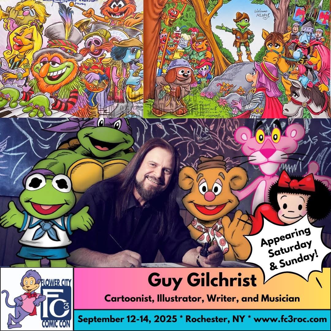 It's finally here!! FC3 2025. Check out the interview with one of this year's guests Guy Gilchrist on ARC Rochester this morning!!!
https://foxrochester.com/news/good-day-rochester/kermit-the-frog-cartoonist-guy-gilchrist-head-to-flower-city-comic-con
#roc #fc32025 #experiencefc3 #fc3 #WhereItAllComesTogether