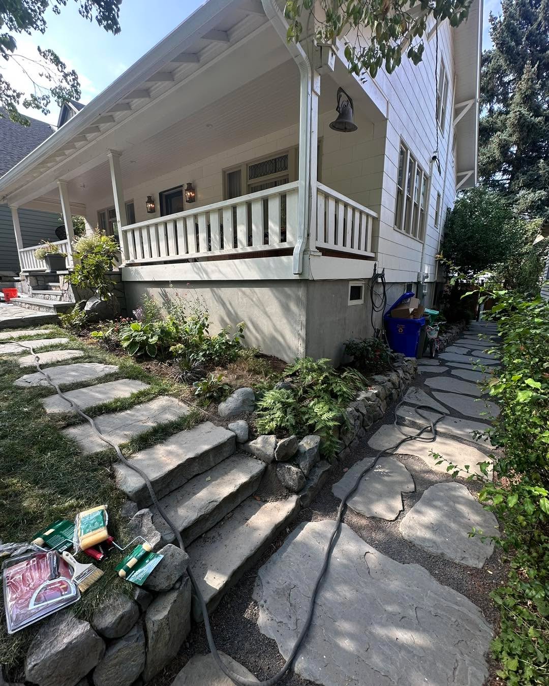 From plain to stunning ✨ Check out this before & after! Our team transformed this space with natural stone veneer, adding timeless beauty and lasting strength. More pictures to come soon! Thank you to our awesome client for choosing us! #masonry #pnw #contractor #art #beautifull