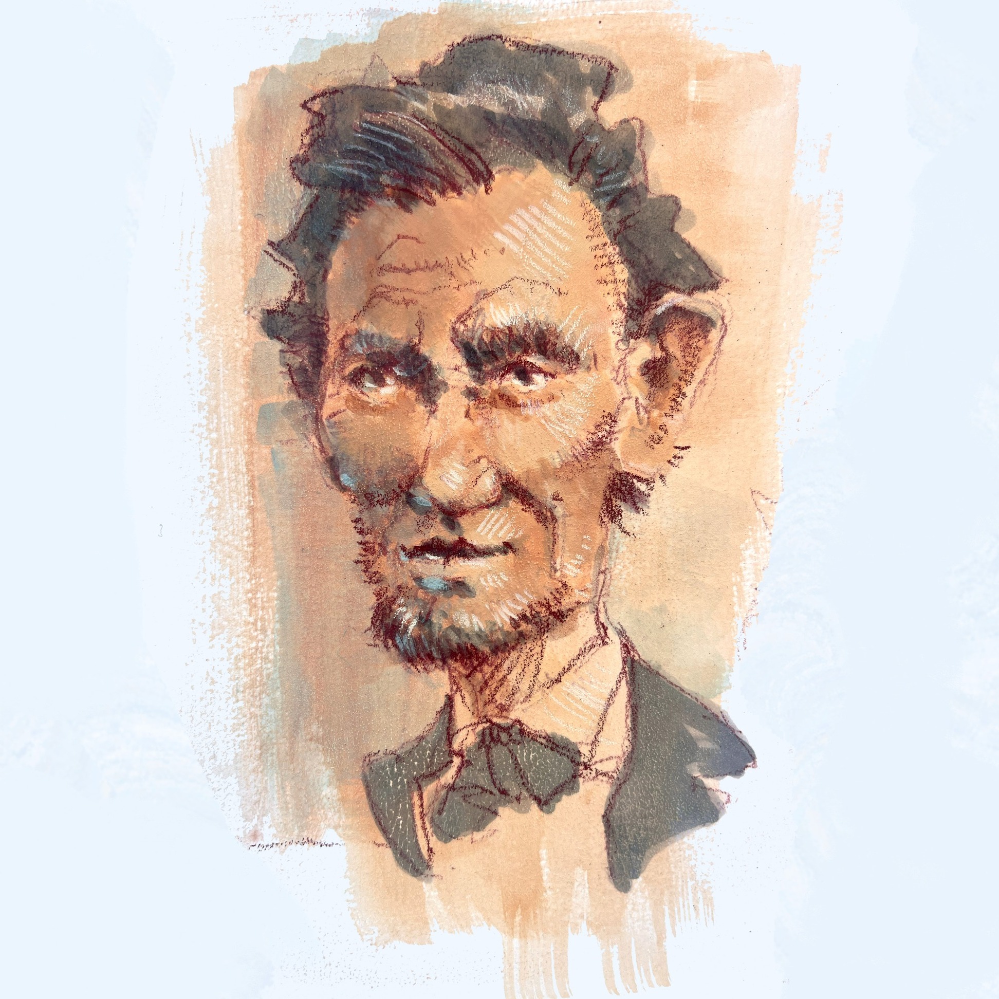 Sketch demo and other examples from a class a couple of weeks back. Discussions about illustration using any tools available. Mixed media, alcohol marker, gouache, wax pencils, ultra matte medium.
Lincoln is a fascinating historical individual, who navigated tremendous adversity. We discussed some of his life, did some sketching from the casting of a sculpture, and observed a clip from the end of the 2012 Spielberg film. This quote stood out to me in an interview:
“We didn't want to make a movie about a monument named Lincoln - we wanted to make a movie about a man named Lincoln.”
I am struck even as I share today, at how relevant and current are many aspects of his life and death, in the wake of current events.