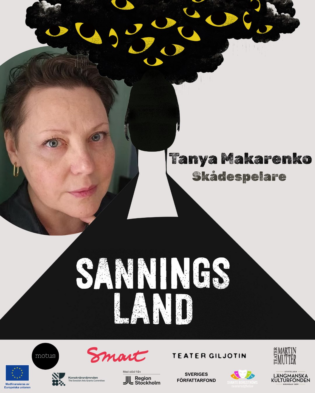 Fram till premiären kommer vi här presentera teamet bakom Sanningsland. ✨
Först ut är en av projektets skådespelare 🎭 @motusdansteater
♠️Vem är du?
Hej, jag heter Tanya och 52 år gammal. Jag är professionell skådespelerska och regissör. Jag kom från Moskva till Sverige och har bott permanent i Sverige de senaste fem åren.
Jag föddes i Sovjetunionen. Mina släktrötter kommer från Ukraina på min fars sida och från Moldavien på min mors sida, men mitt pass säger - ryskt.
♠️Vad gör du i projektet?
I projektet Sanningsland spelar jag flera roller, liksom alla andra skådespelare i det här projektet. Jag älskar och rättfärdigar alla mina hjältar, för bara genom förståelse och kärlek kan man bygga något verkligt i detta liv.
♠️Vad tänker du kring att spela en sån här föreställning för ung publik?
Jag tycker att den här berättelsen är ett måste för tonåringar och en ung publik. Det är ett oerhört viktigt ämne i vår samtid, ett ämne som ger perspektiv och vidgar vår uppfattning av olika händelser.
Det finns så många lögner i informationssfären nu, vi, den äldre generationen, måste hjälpa den yngre generationen att förstå det så att de inte gör om våra misstag.
Teatern är en mycket värdefull resurs i den meningen!
🔗 Mer info och biljettlänkar i bio.
📍Teater Giljotin i Stockholm
📅 23 sep – 1 okt
📍Teater Martin Mutter i Örebro
📅 7-11 oktober.
Projektet genomförs med stöd av :
EU-kommissionen - Projektet medfinansieras av Europeiska Unionen
Konstnärsnämnden
Med stöd av Region Stockholm
Svante Bergströms Teaterstiftelse
Längmanska Kulturfonden
Sveriges författarfond